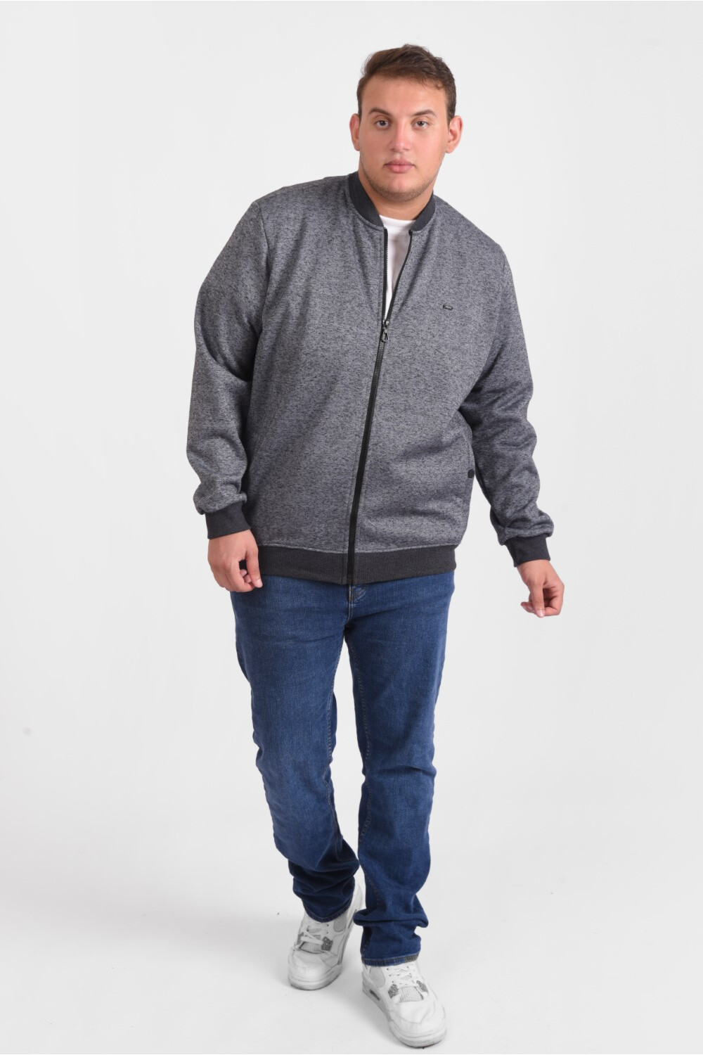 Men's Big Size Zipper Padded Basic Melton High Neck Sweatshirt With Unique Style