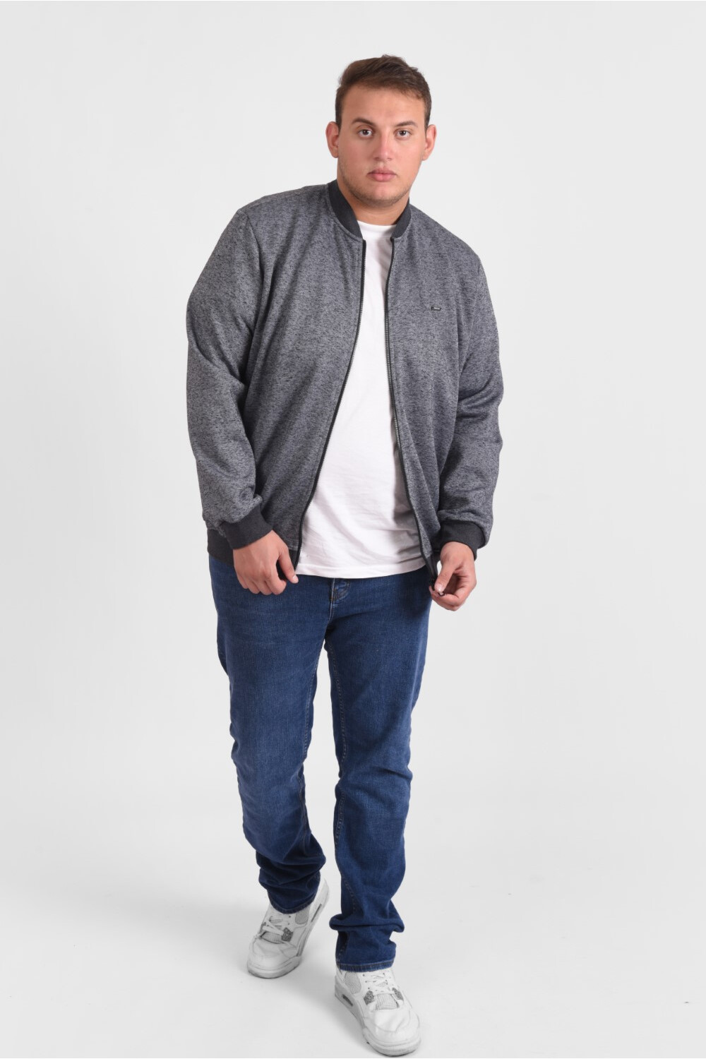 Men's Big Size Zipper Padded Basic Melton High Neck Sweatshirt With Unique Style