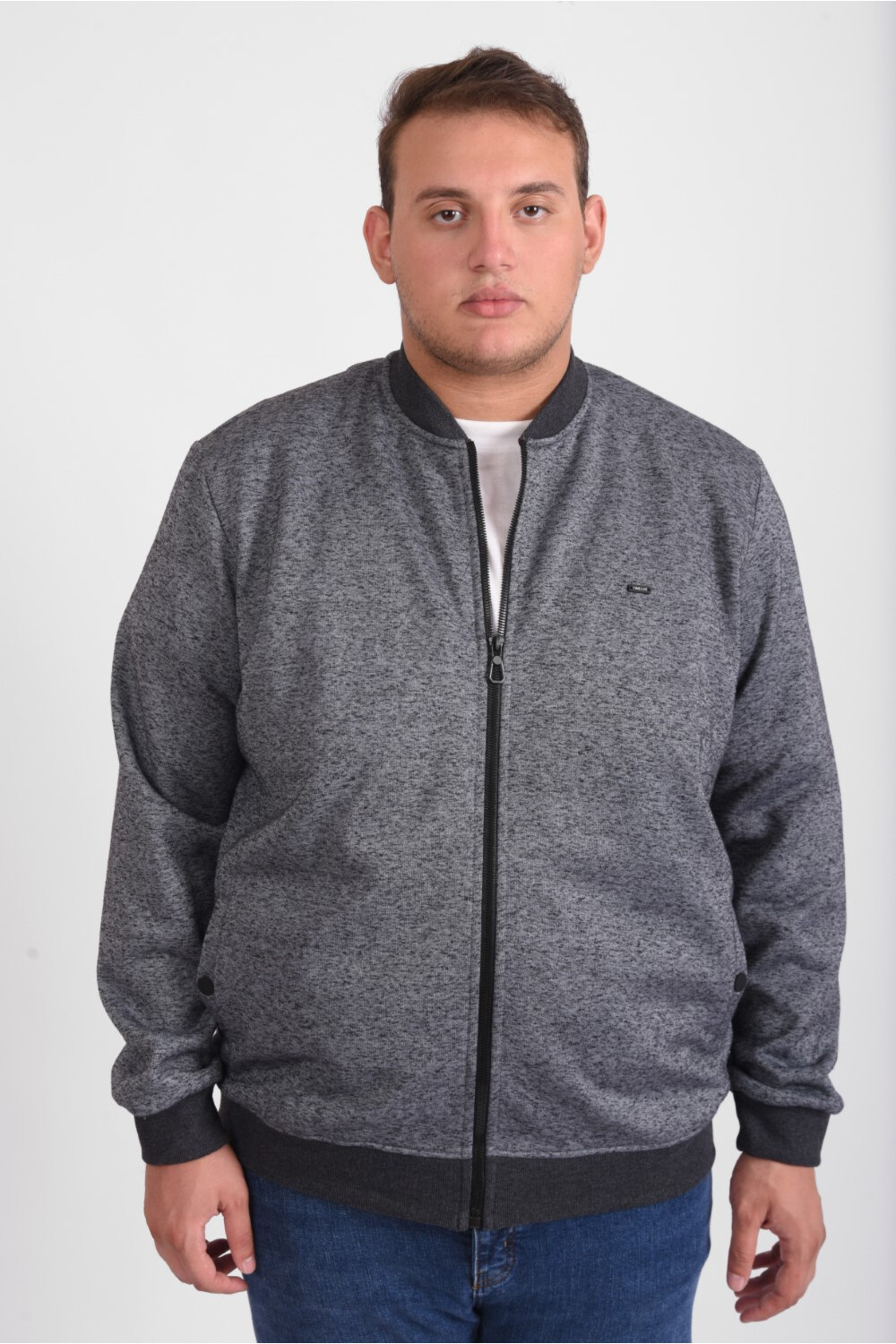 Men's Big Size Zipper Padded Basic Melton High Neck Sweatshirt With Unique Style