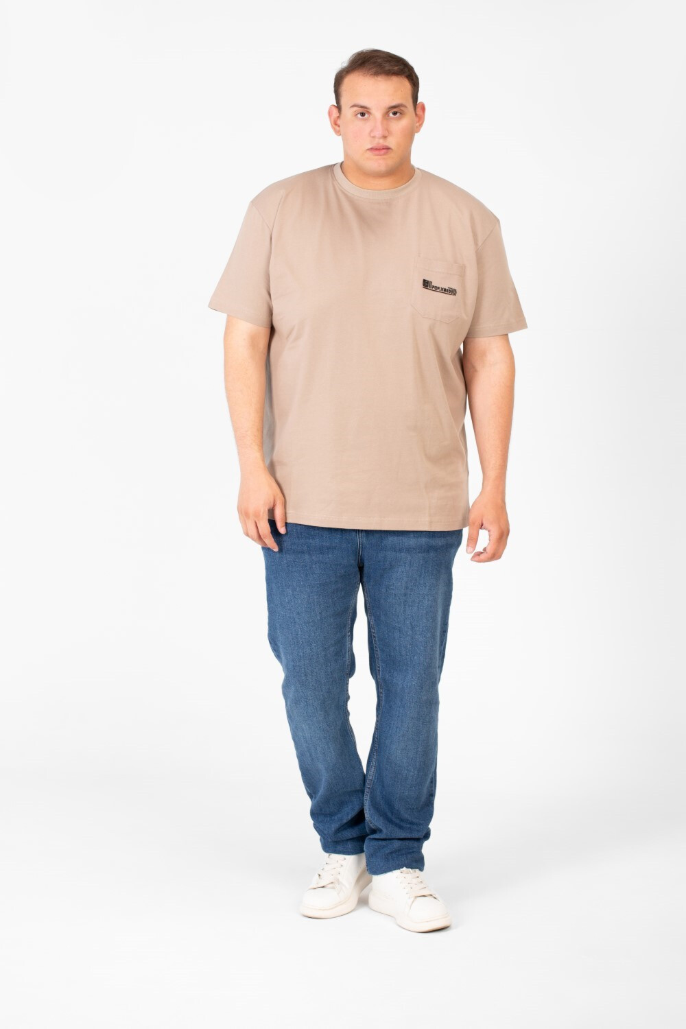 Men's Big Size Front Pocket Print T-shirt With Round Neck & Half Sleeves