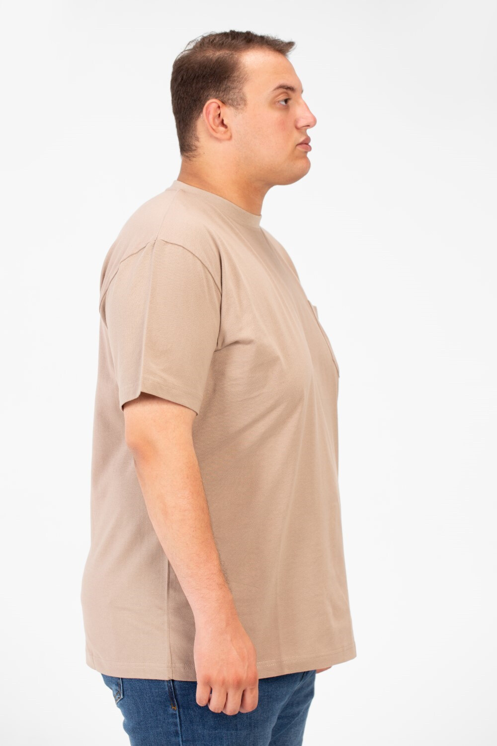 Men's Big Size Front Pocket Print T-shirt With Round Neck & Half Sleeves