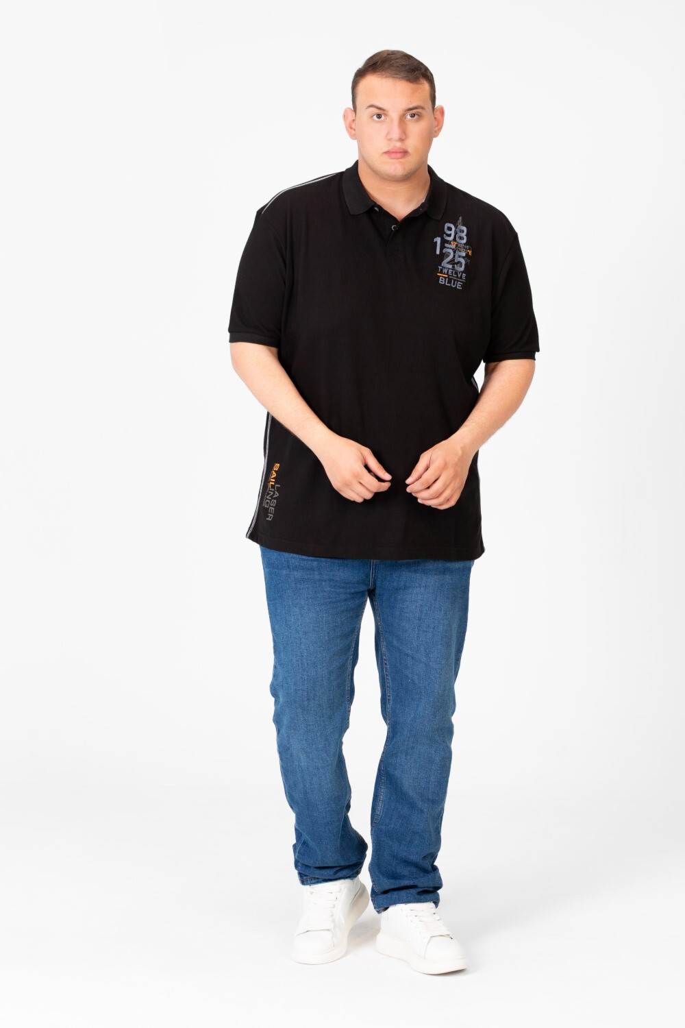 Men's Big Size Half Sleeve Half Button Collar Polo T-Shirt