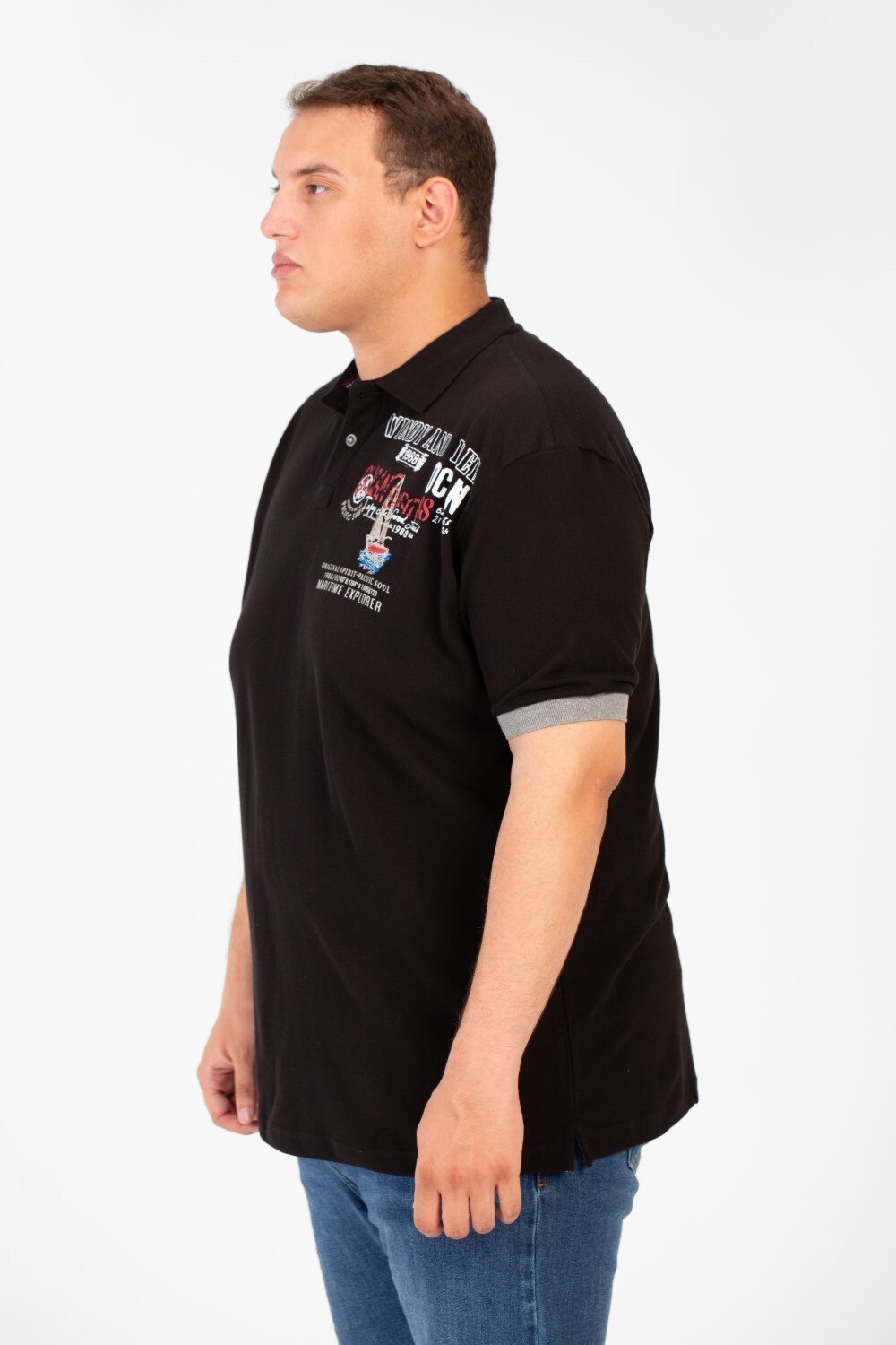 Men's Big Size Printed Polo T-Shirt With Short Sleeves In High Quality Material