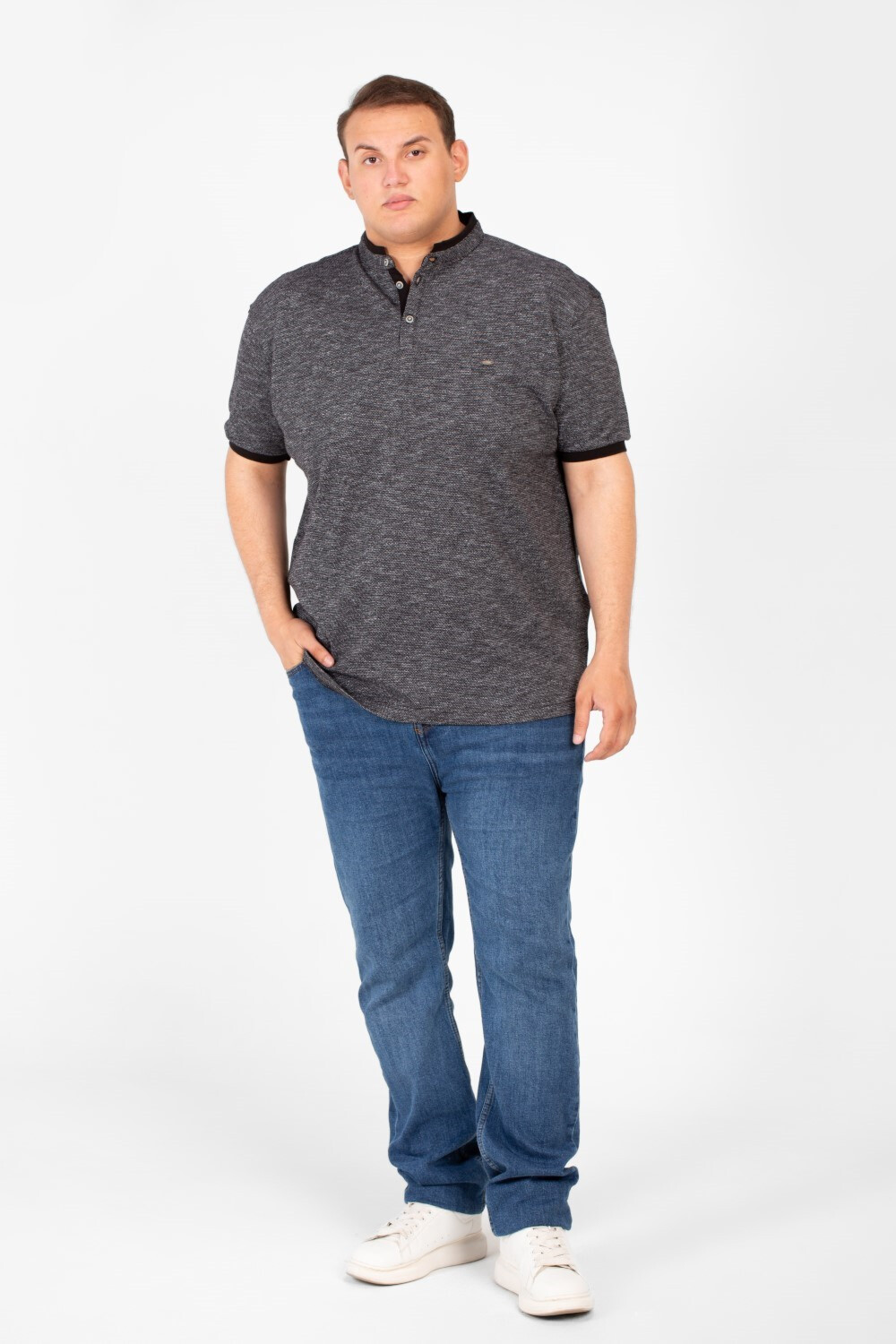 Men's Tomato Big Size Polo Short Sleeve T-Shirt Basic Half Buttons Front