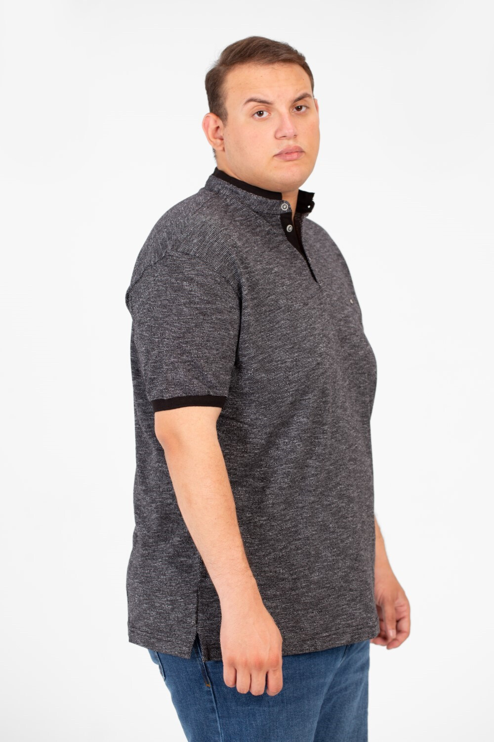Men's Tomato Big Size Polo Short Sleeve T-Shirt Basic Half Buttons Front