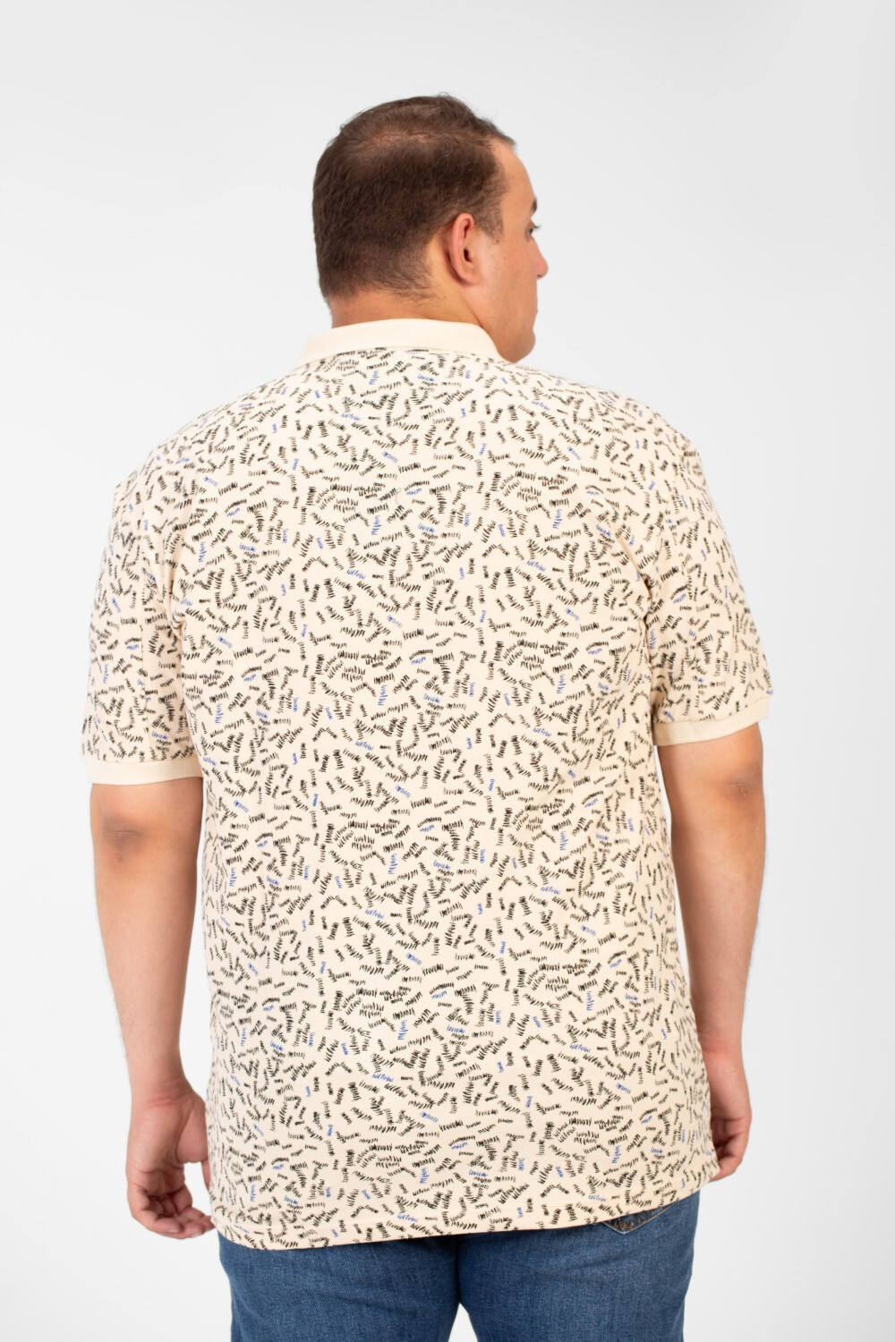 Men's Big Size Jakar Polo T-Shirt With Full Print And Half Sleeves