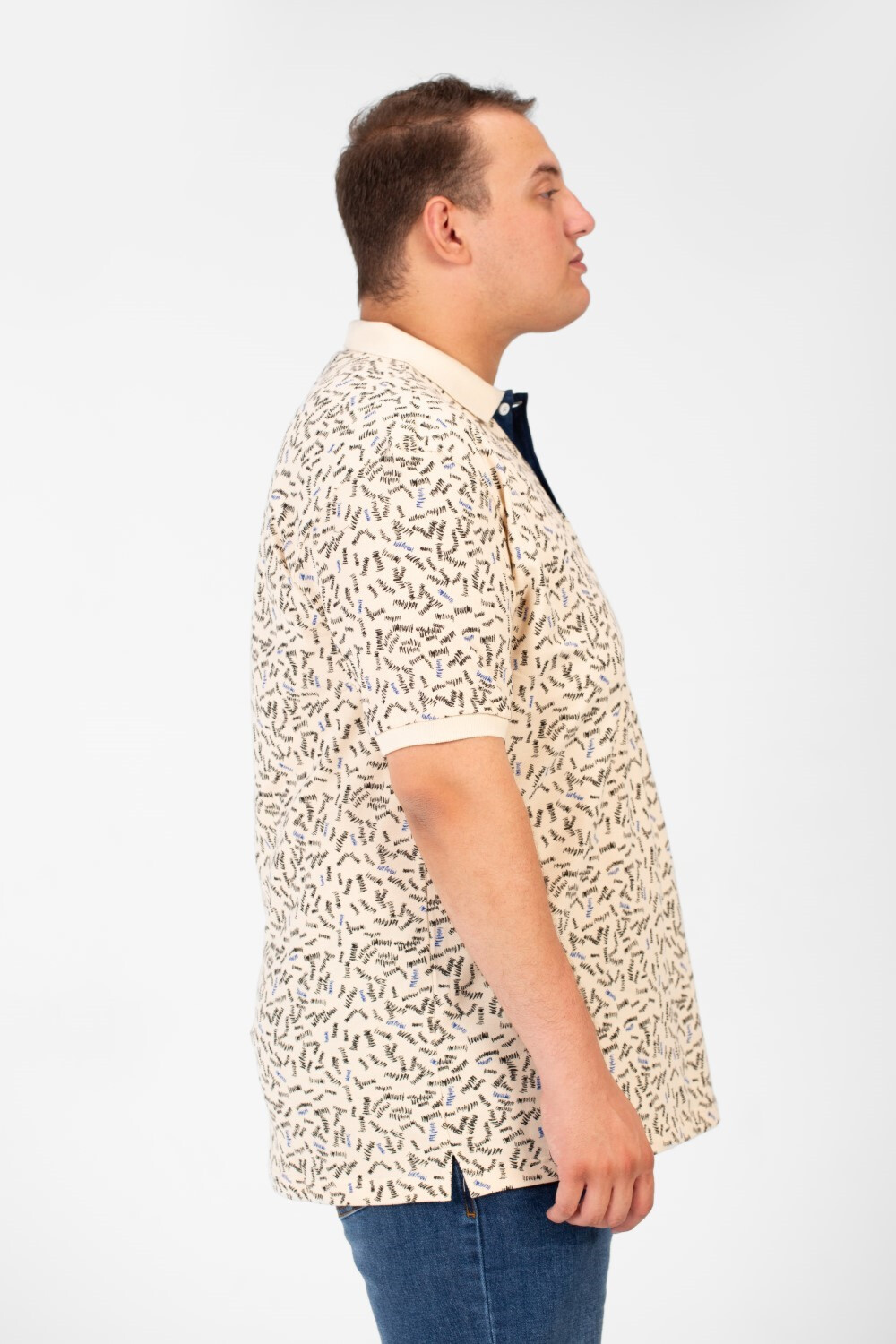 Men's Big Size Jakar Polo T-Shirt With Full Print And Half Sleeves