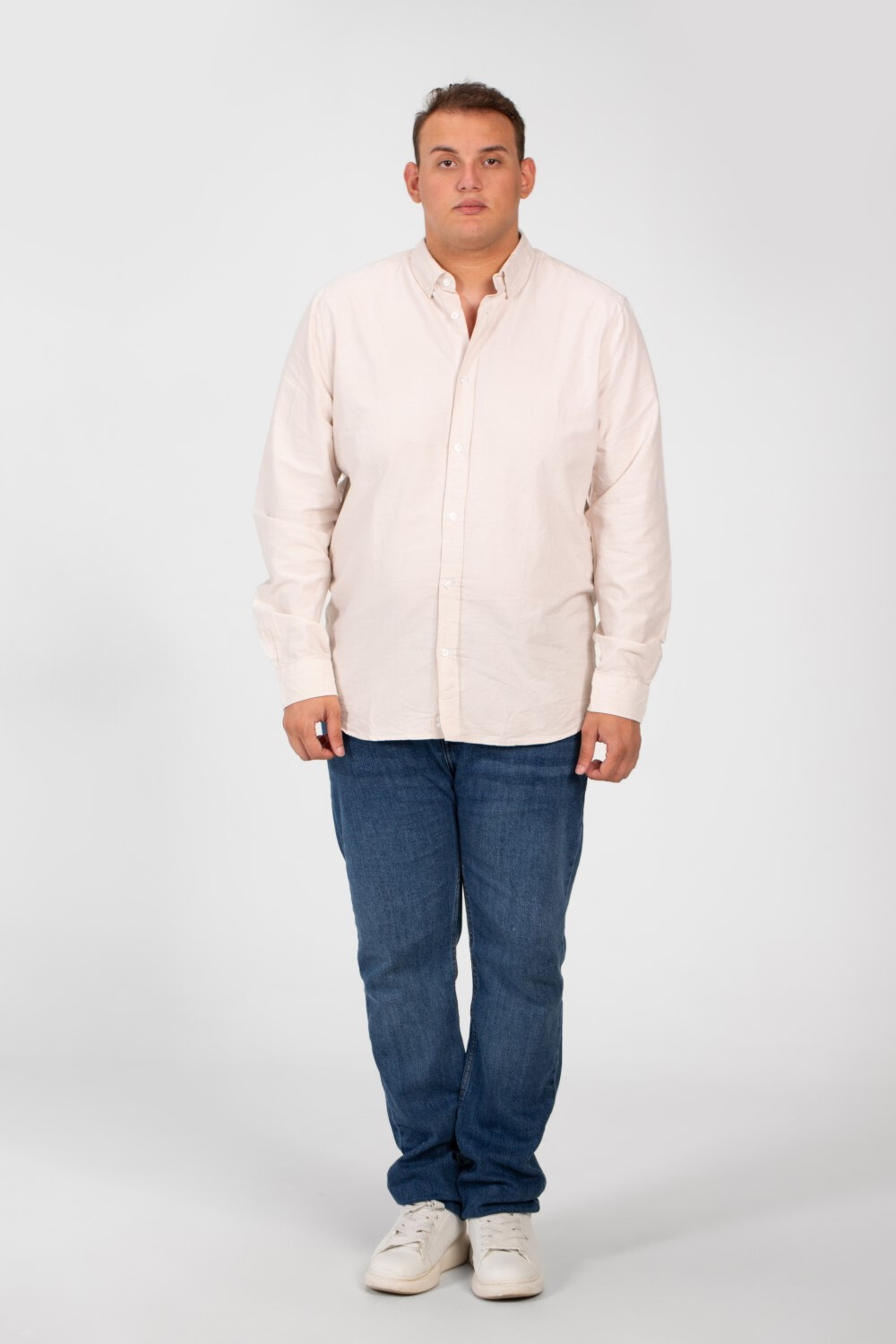 Men's Basic Big Size Shirt with Long Sleeves And Basic Details