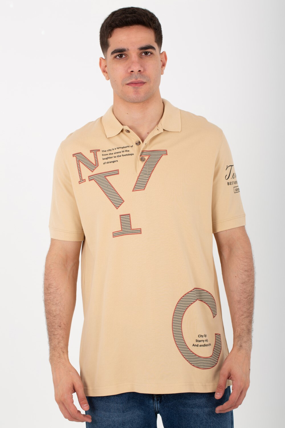 Men's Polo Printed Comfortable T-shirt With Collar And Short Sleeves