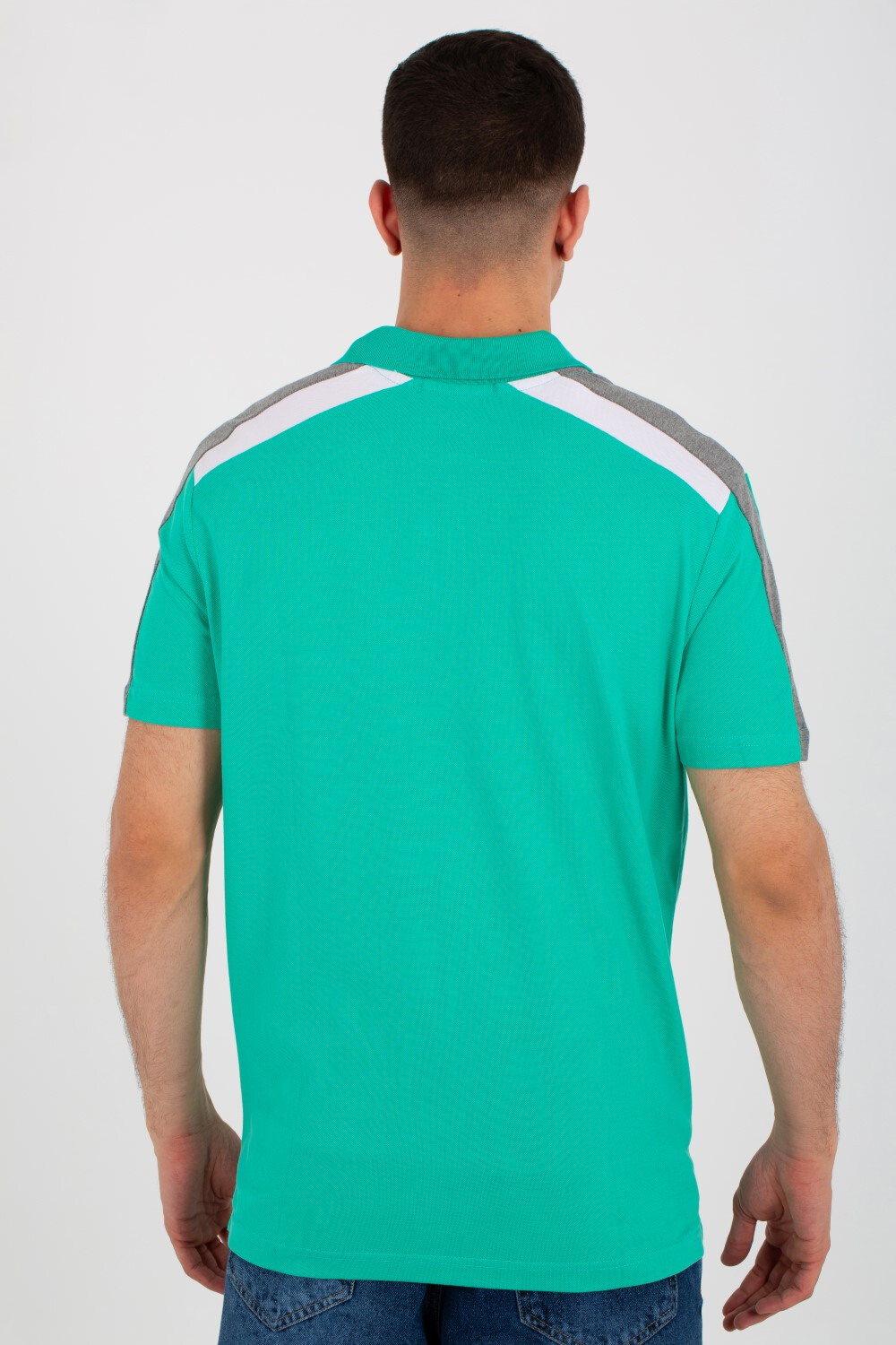 Mens Polo T-shirt With A Half Sleeve Collar And A Tomato Badge On The Front