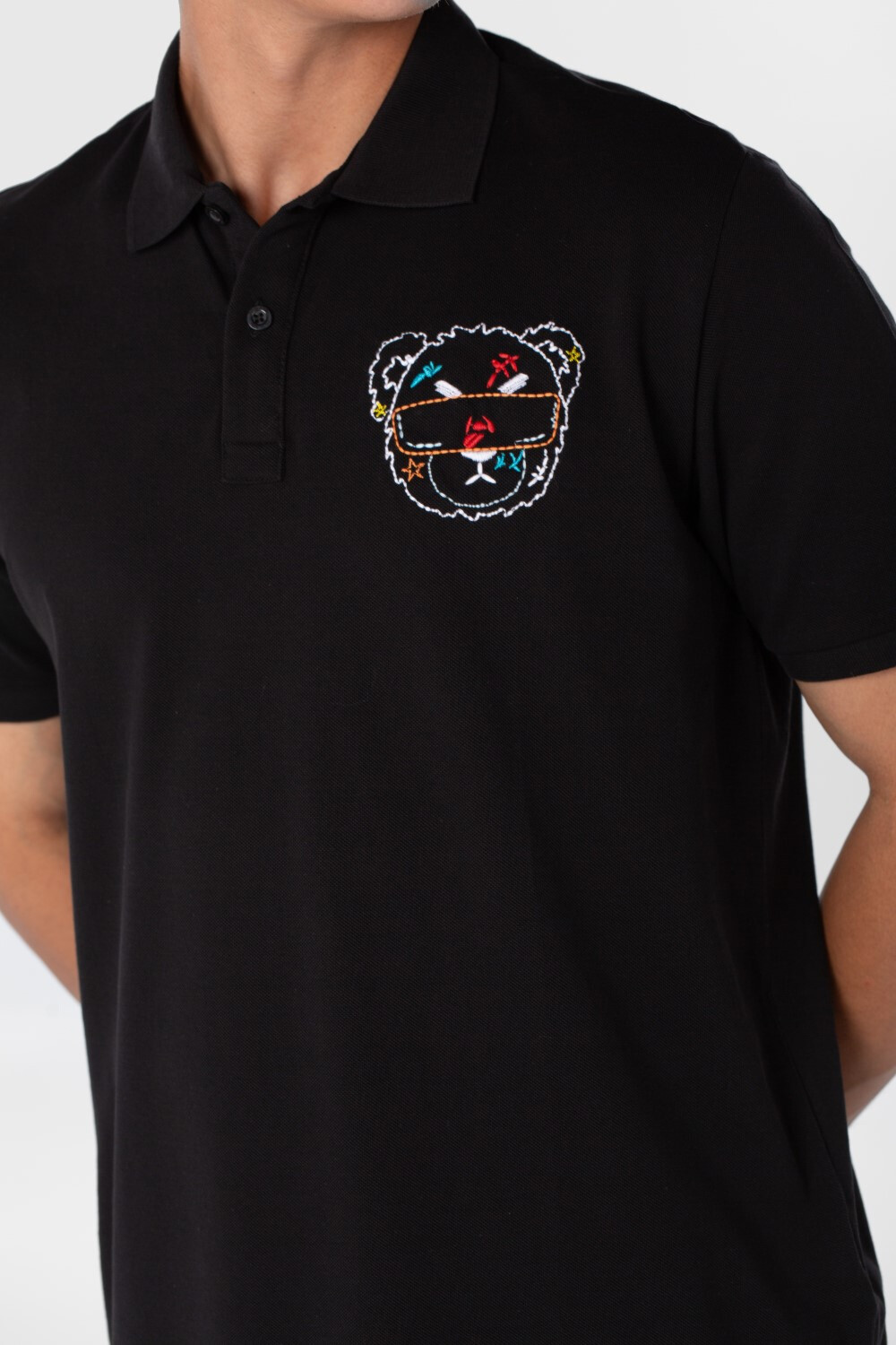 Men's Polo Casual Front Printed Cotton Short Sleeve T-shirt