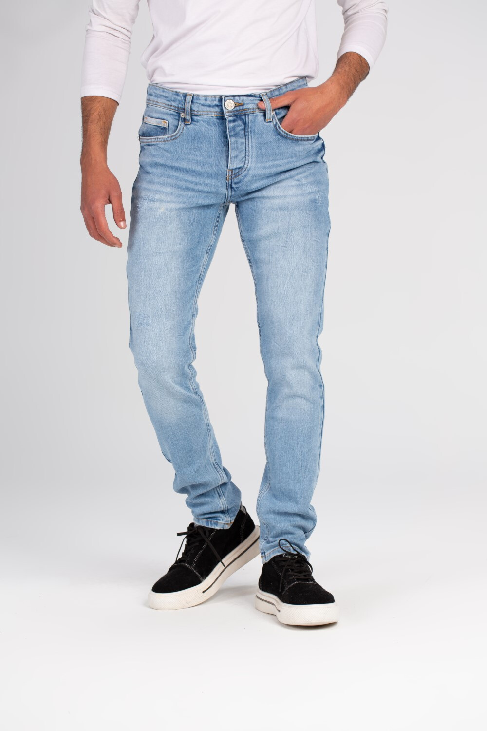 Men's Slim Fit Five Pockets Laser Details Jeans Pants