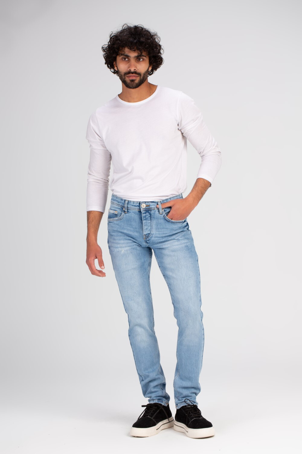 Men's Slim Fit Five Pockets Laser Details Jeans Pants