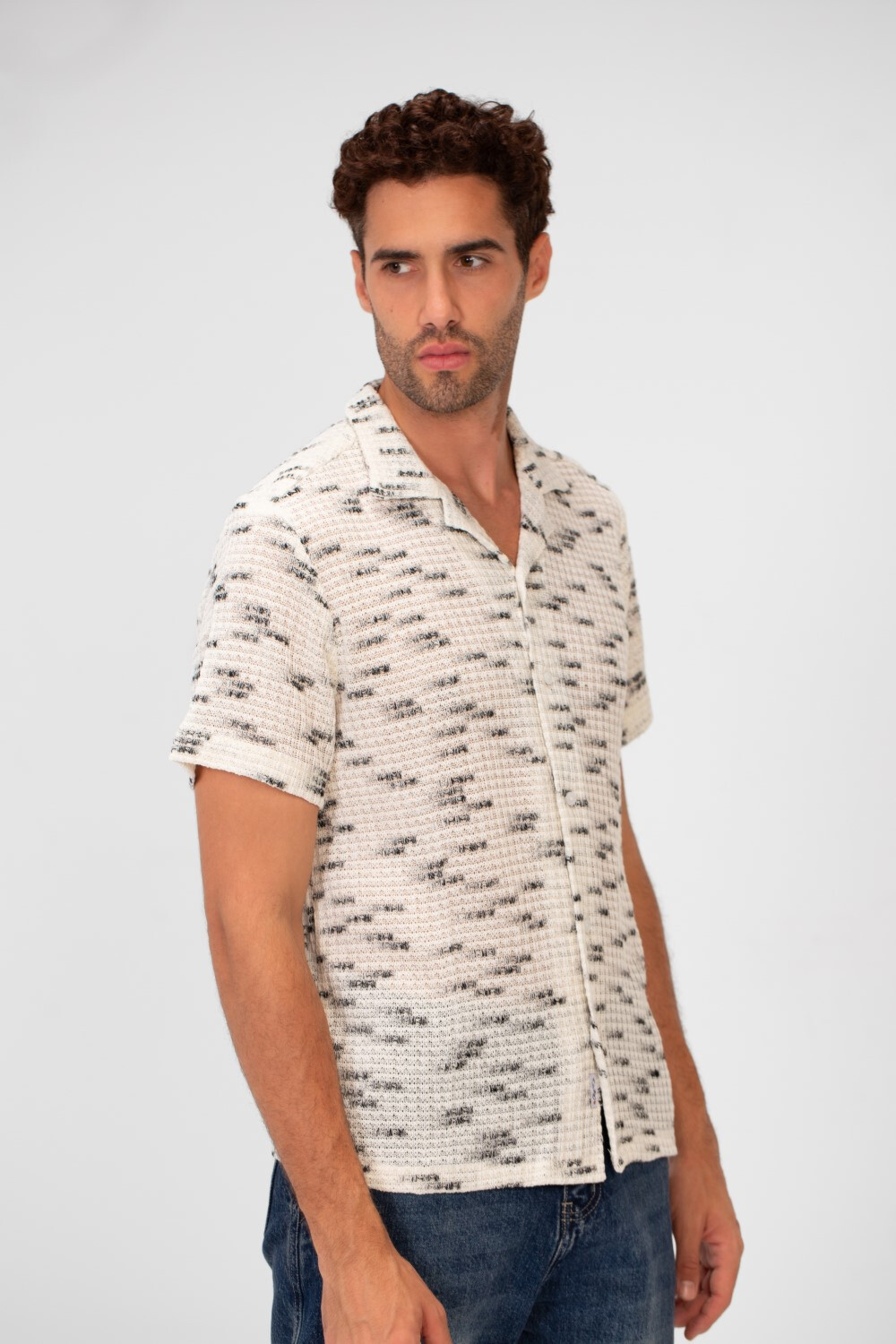 Men's Short Sleeve Slim Fit Transparent Modern Mesh Shirt