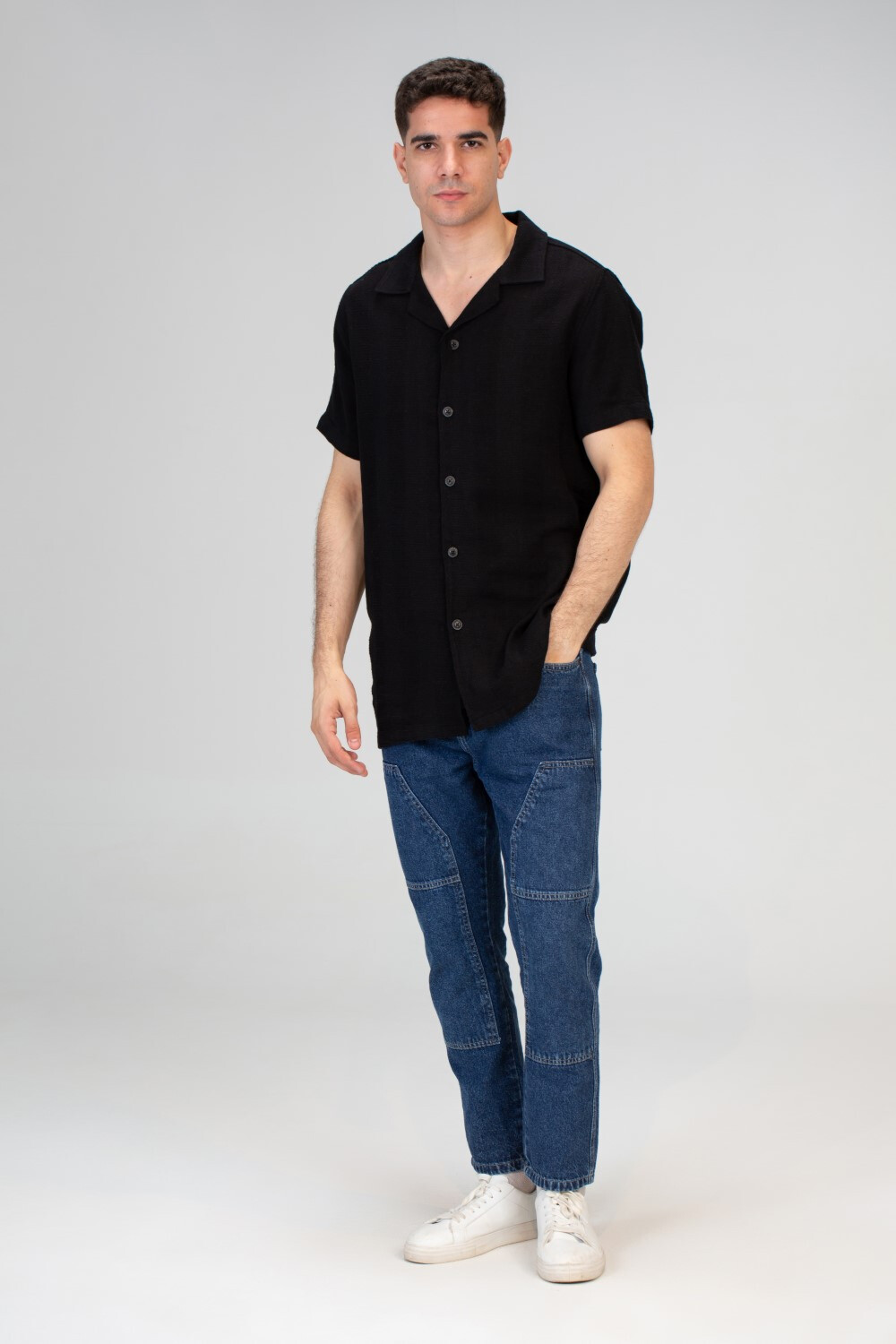 Mens Half Sleeved Slim Fit Summer Trico Shirt With Front Buttons And Practical Material
