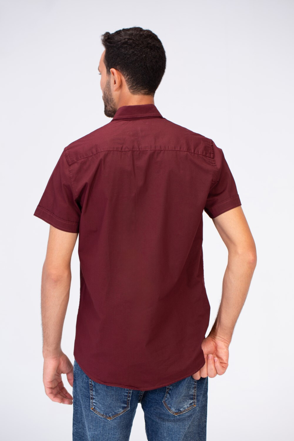Mens Half Sleeved Slim Fit Basic Plain Shirt Made Of Lycra Poplin Material