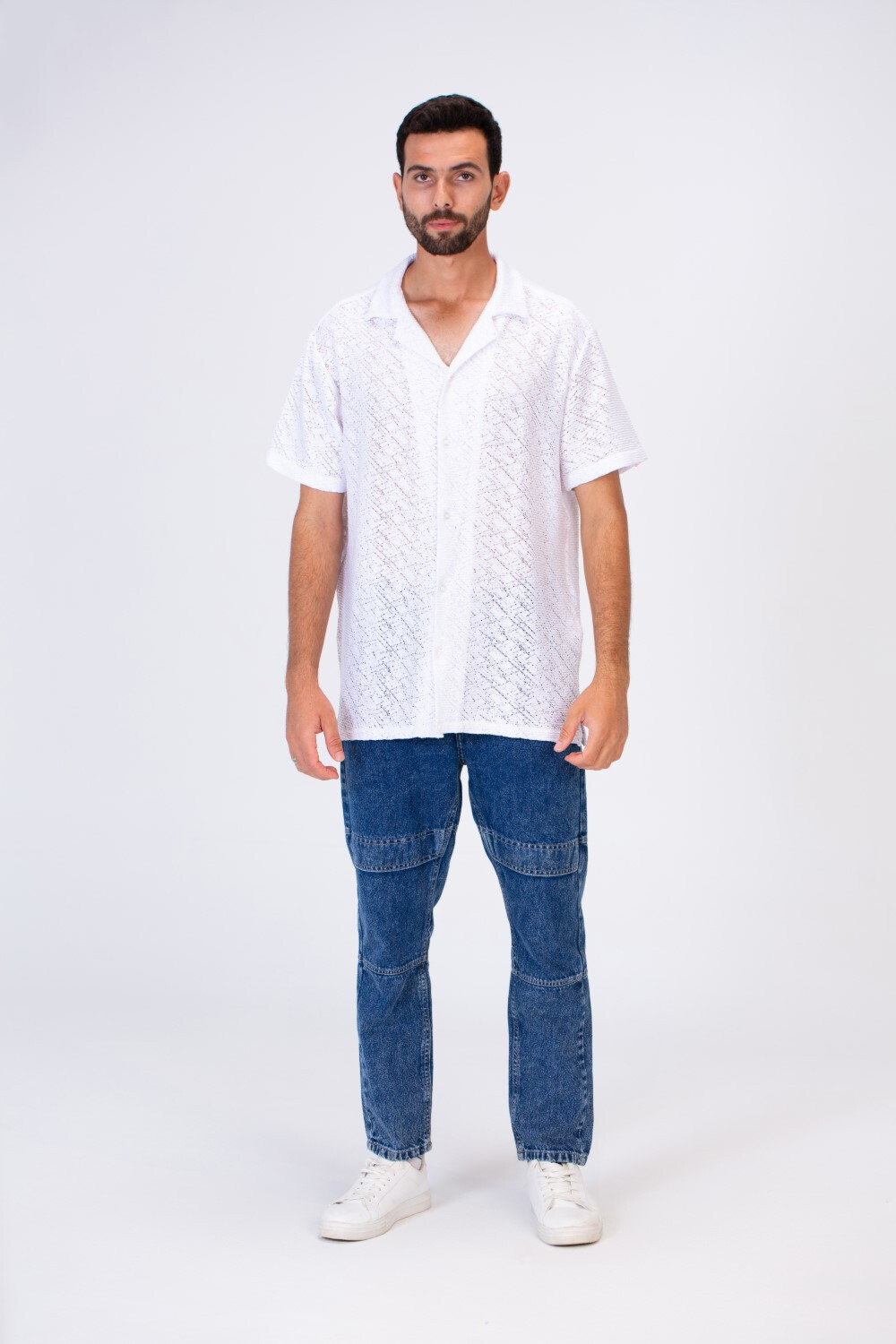 Men's Half Sleeved Slim Fit Transparent Shirt With A Modern Cut