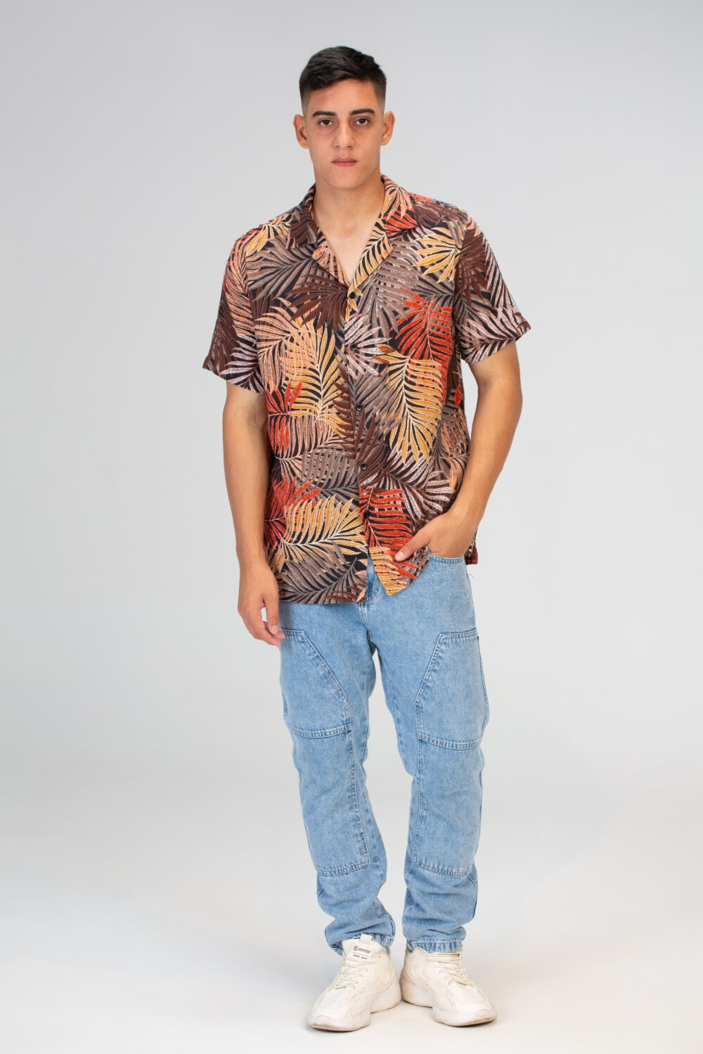 Mens Jakar Half Sleeve Shirt With Front Buttons And Full Print