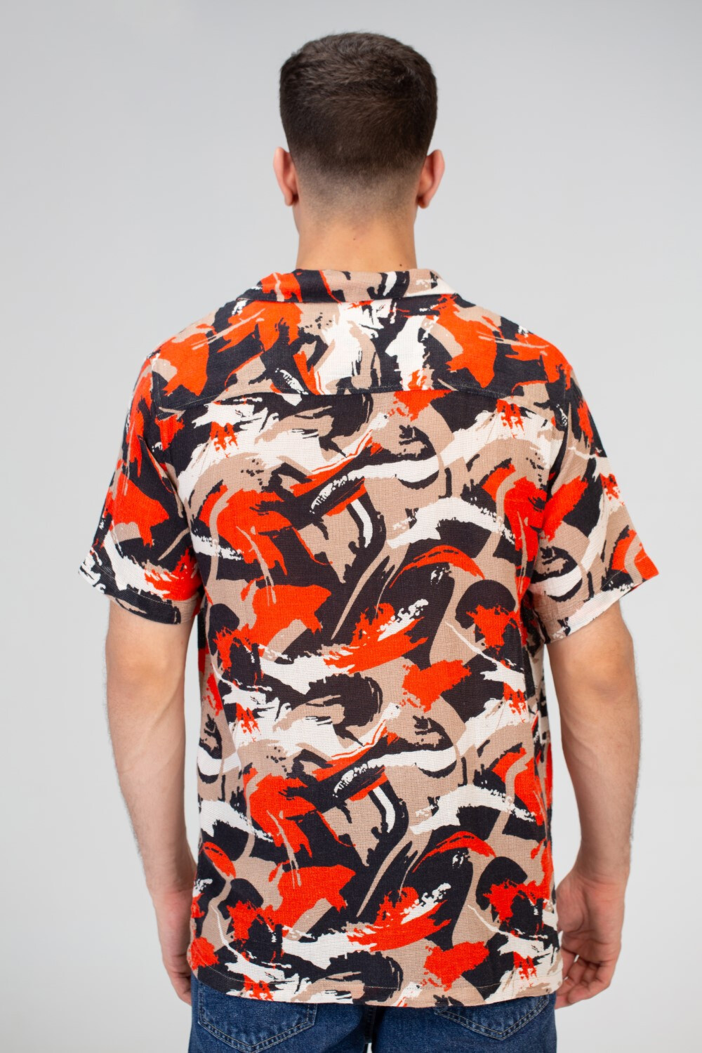 Mens Half Sleeve Jakar Slim Fit Shirt In Red