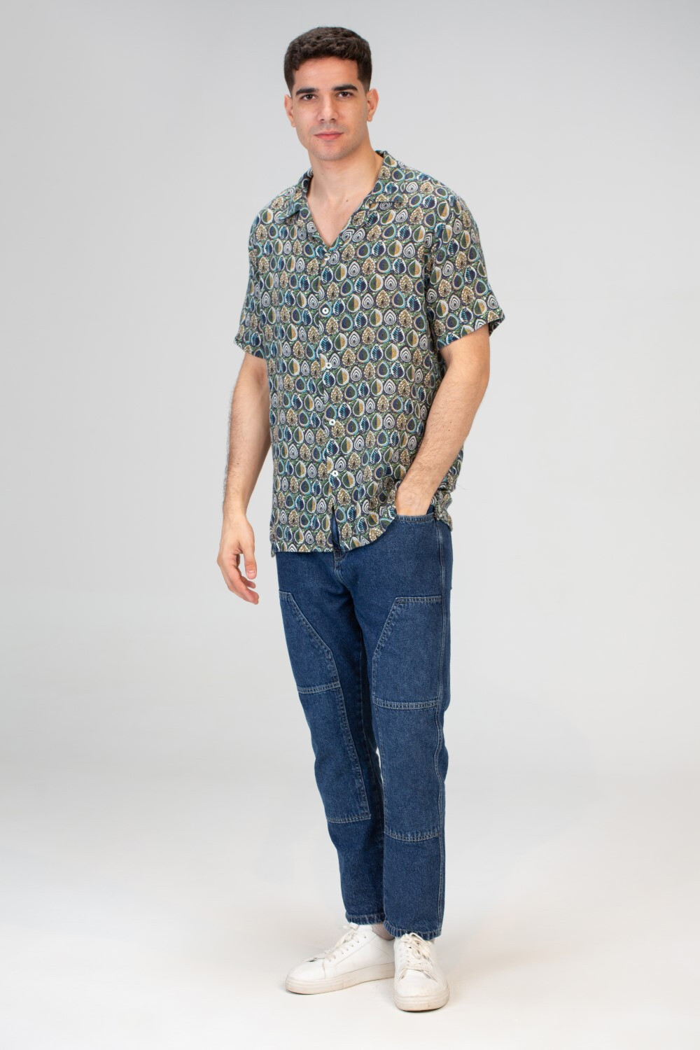 Mens jakar Half Sleeve Shirt With Full Print And Practical Material