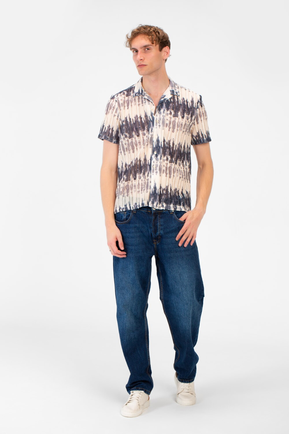 Men's Slim Fit Jakar Short Sleeve Collar Shirt