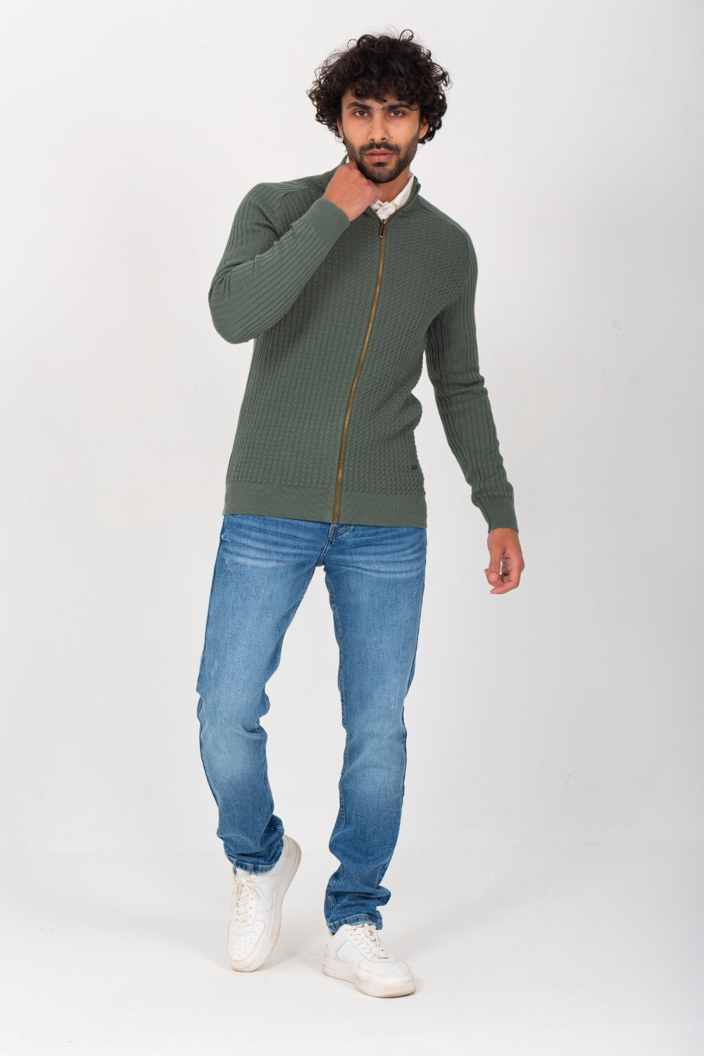 Men's Slim Fit Full Zipper Unique Style Soft Wool Pullover