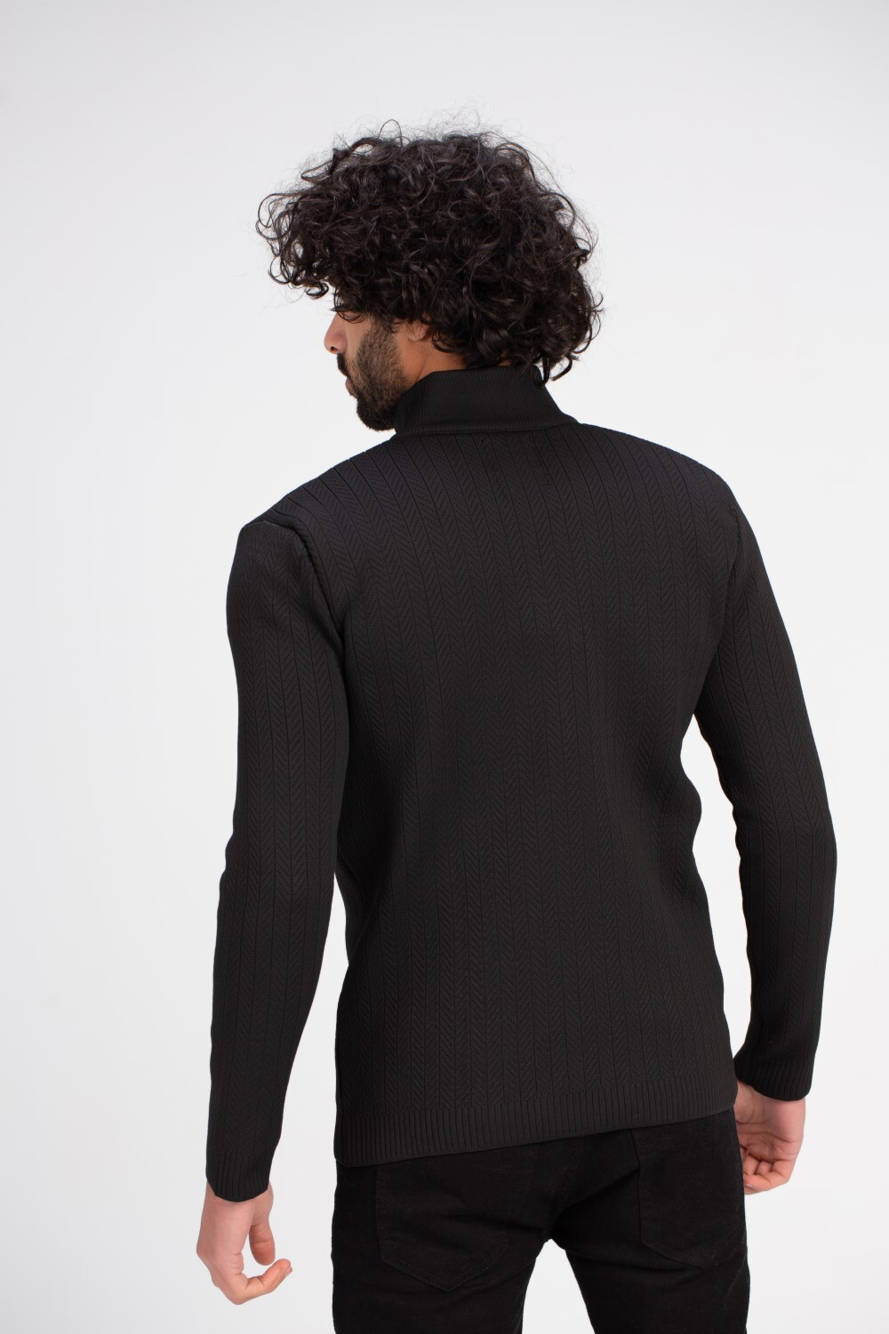 Men's Slim Fit Full Zipper Padded Basic Wool Pullover With Unique Details