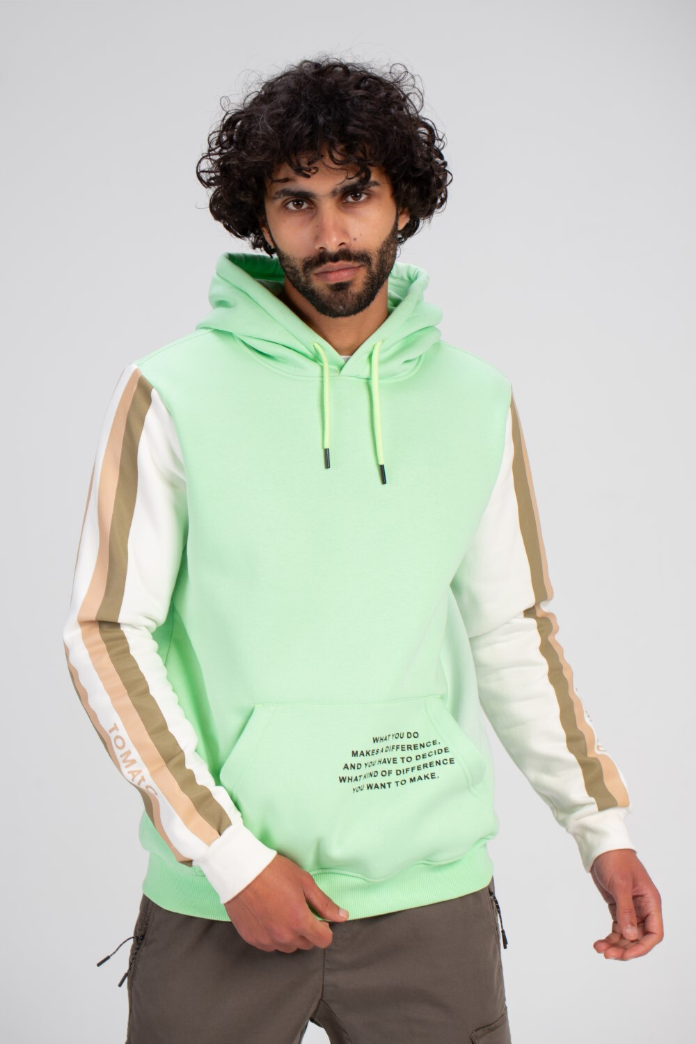 Men's Hoodie Padded Front & Sleeves Printed Hooded Sweatshirt