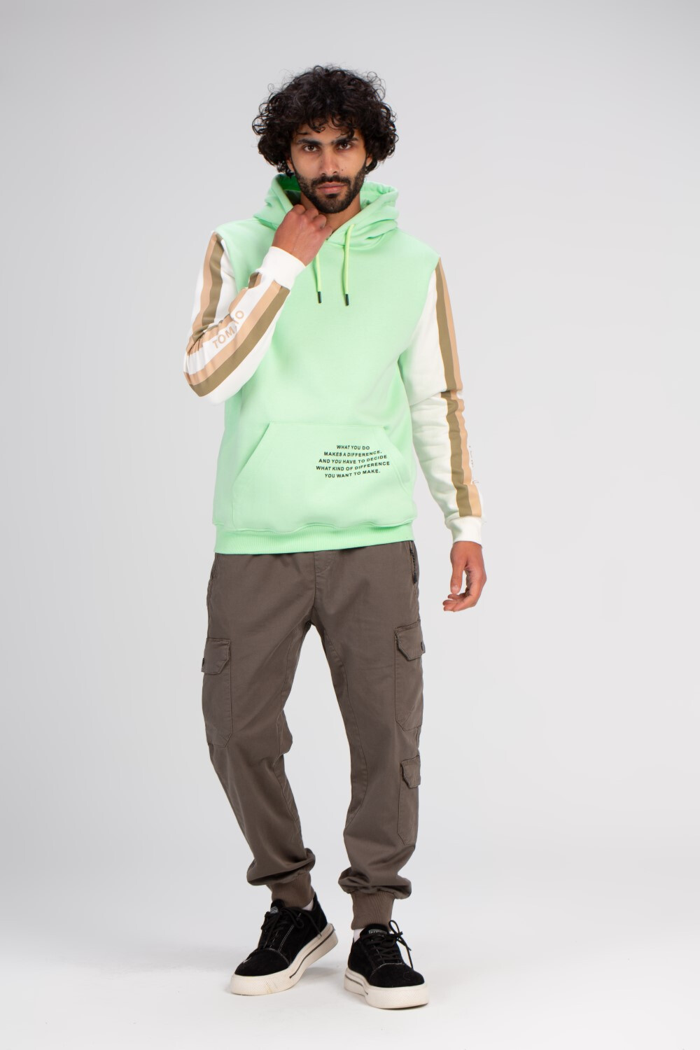 Men's Hoodie Padded Front & Sleeves Printed Hooded Sweatshirt