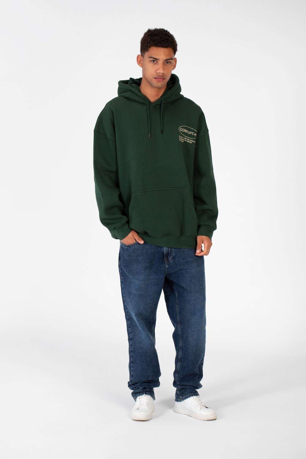 Men's Regular Fit Hooded Sweatshirt Made Of Melton Material