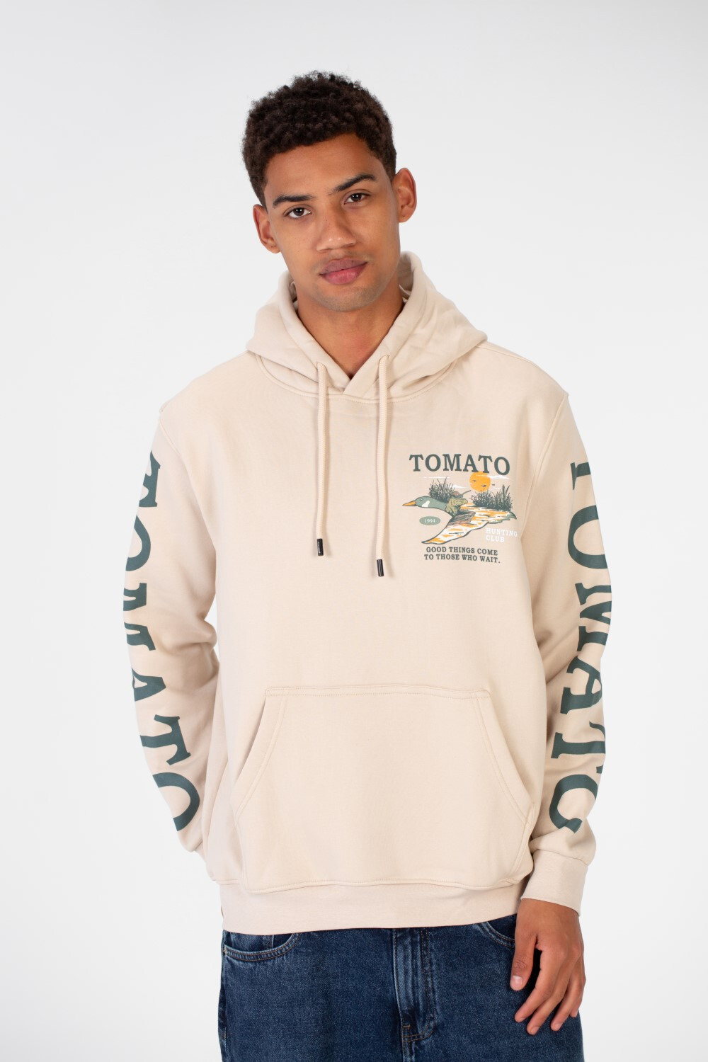 Men's Oversized Hood Sweatshirt With Tomato Print In Milton Material