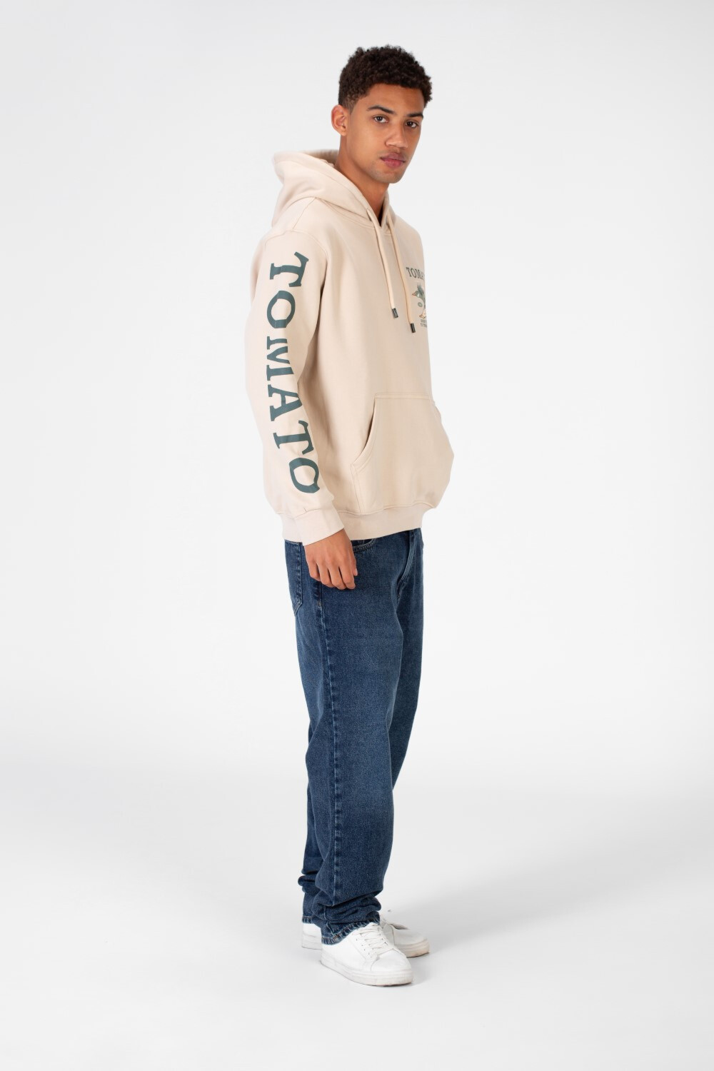 Men's Oversized Hood Sweatshirt With Tomato Print In Milton Material