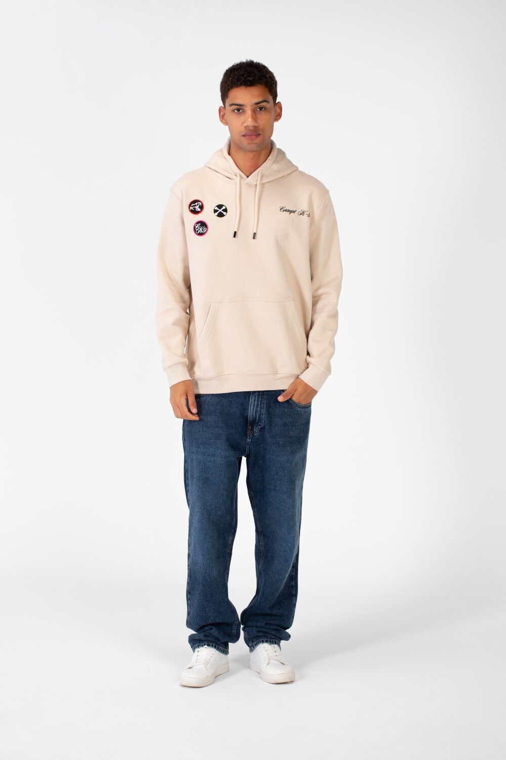 Men's Printed Hooded Sweatshirt With Front Pocket In Melton Material