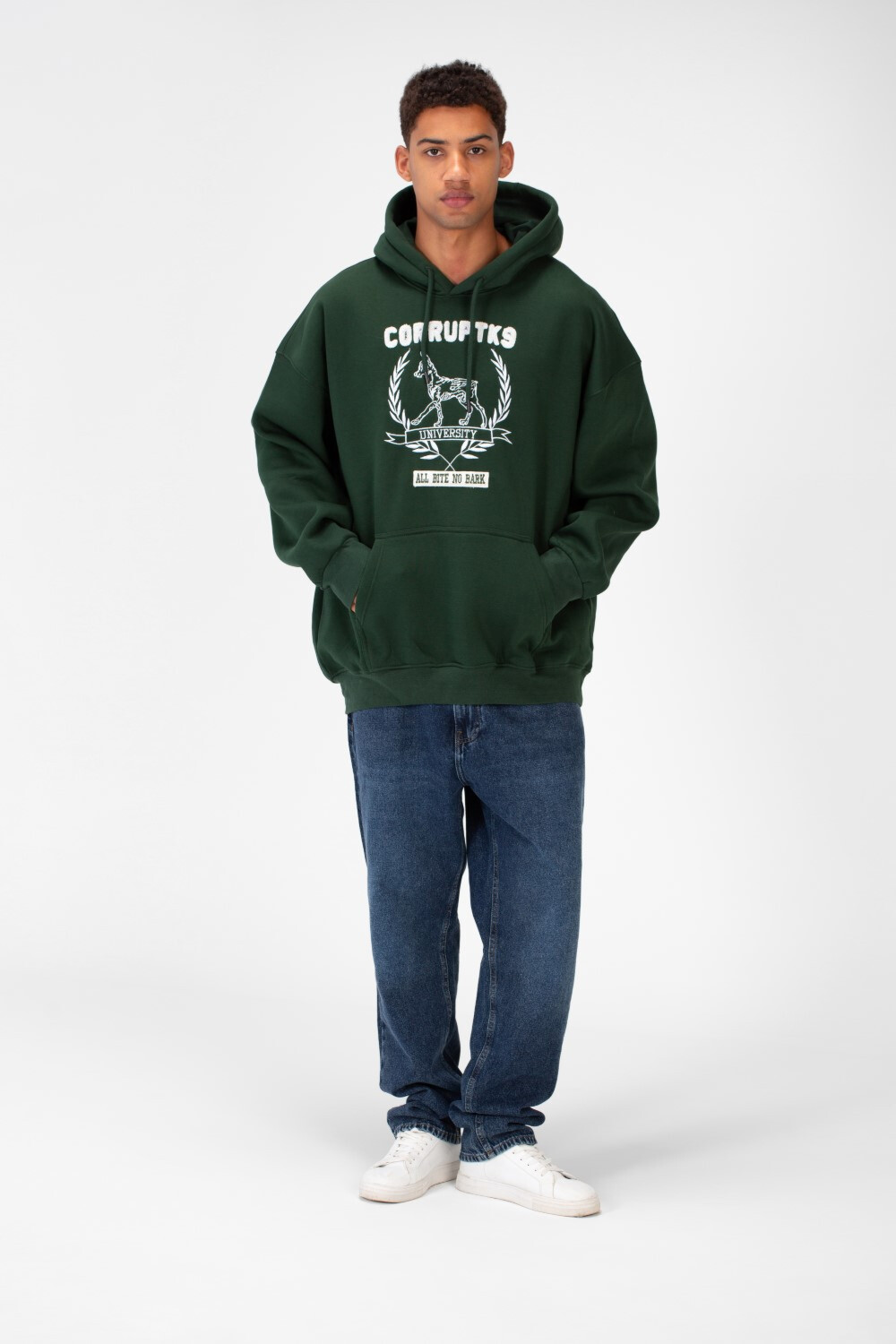 Men's Oversize Casual Hood Sweatshirt Print On The Front Made Of Melton Material