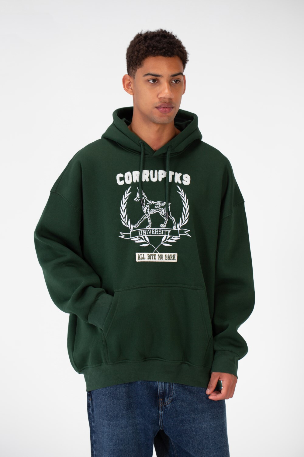 Men's Oversize Casual Hood Sweatshirt Print On The Front Made Of Melton Material