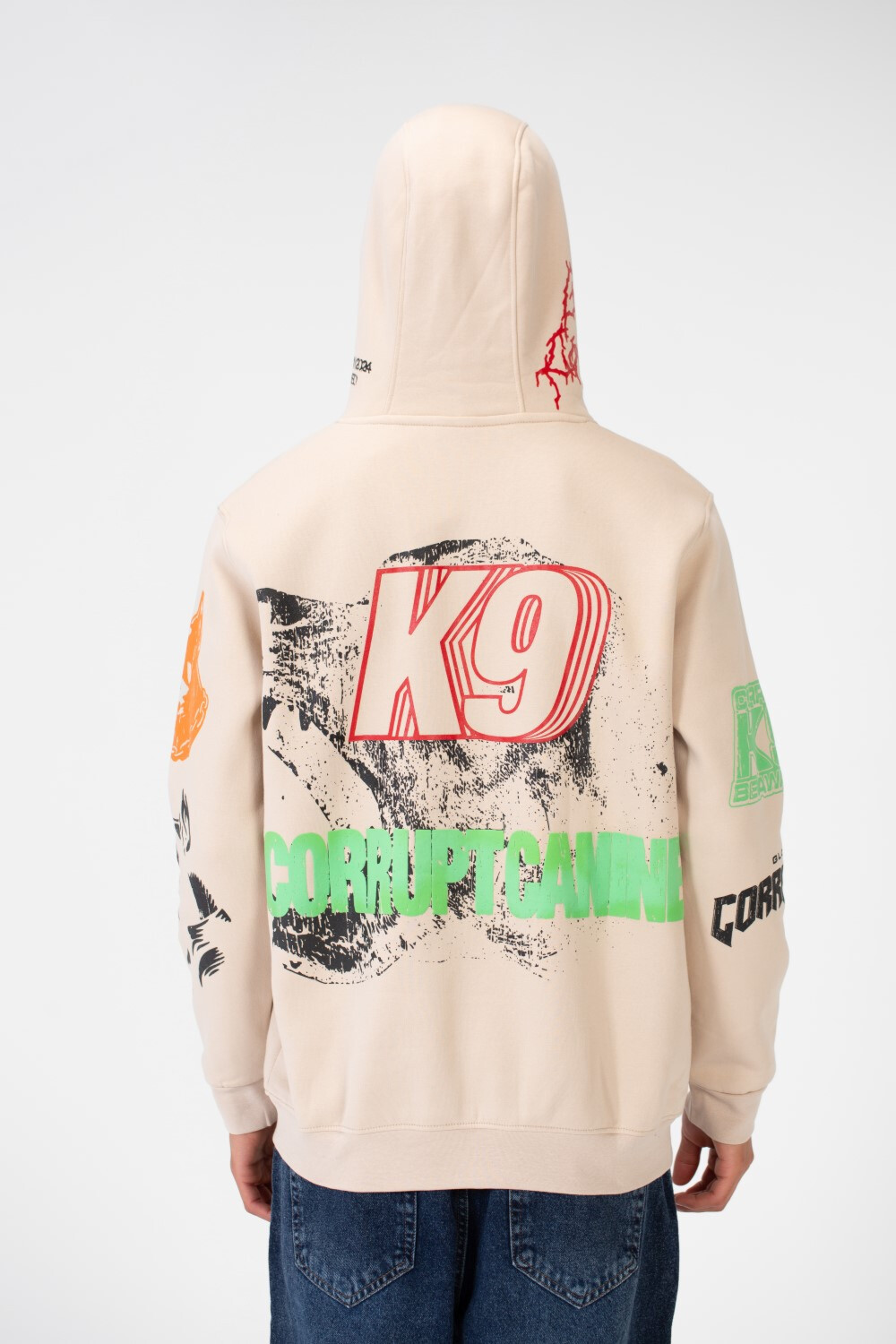Men's Casual Hood Printed Sweatshirt Made Of Melton Material