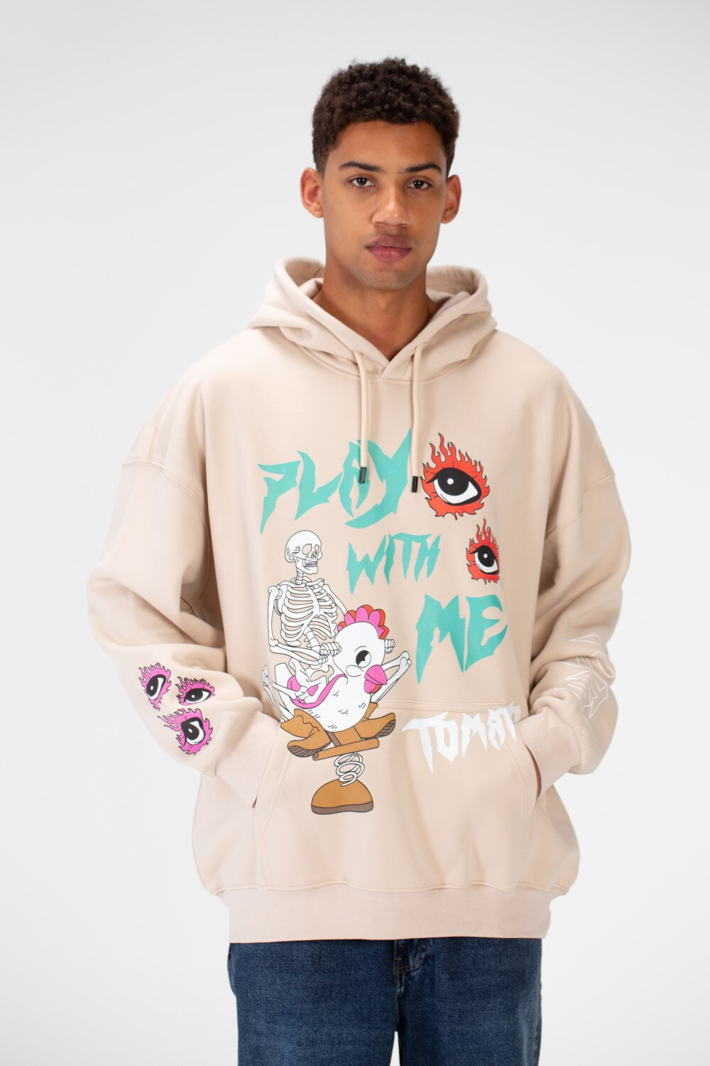 Men's Oversize Hoodie Sweatshirt Printed Melton Material