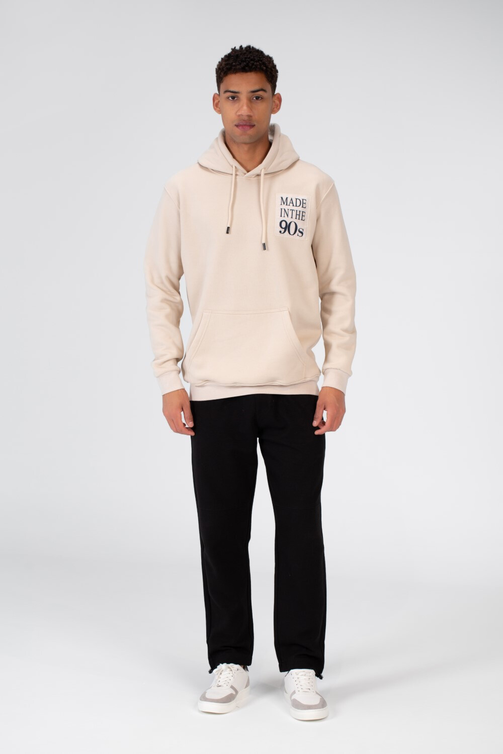 Men's Melton Sweatshirt With Front Print And A Hoodie Cut