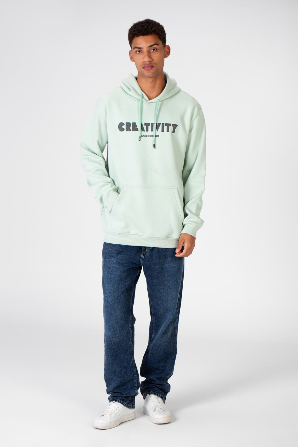 Men's Hoodie Sweatshirt With Front Print And Front Pocket