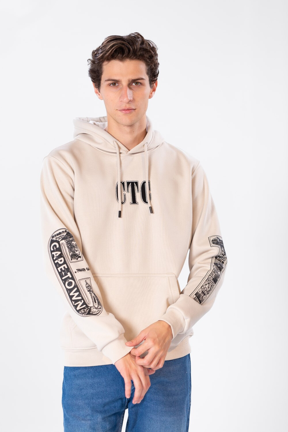 Men's Hoodie With a Front Pocket And Print On The Arm