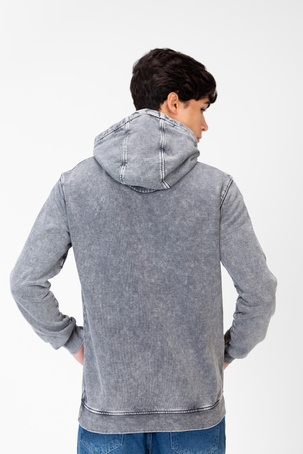 Men's Washed Tomato Print Front Hoodie Sweatshirt