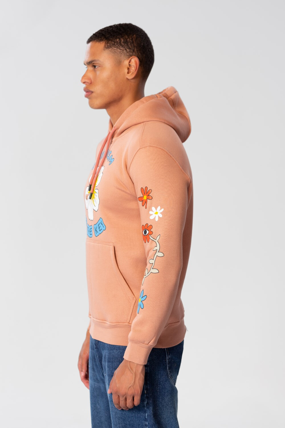 Men's Slim Fit Hoodie Sweatshirt With Print On The Front And Shoulder
