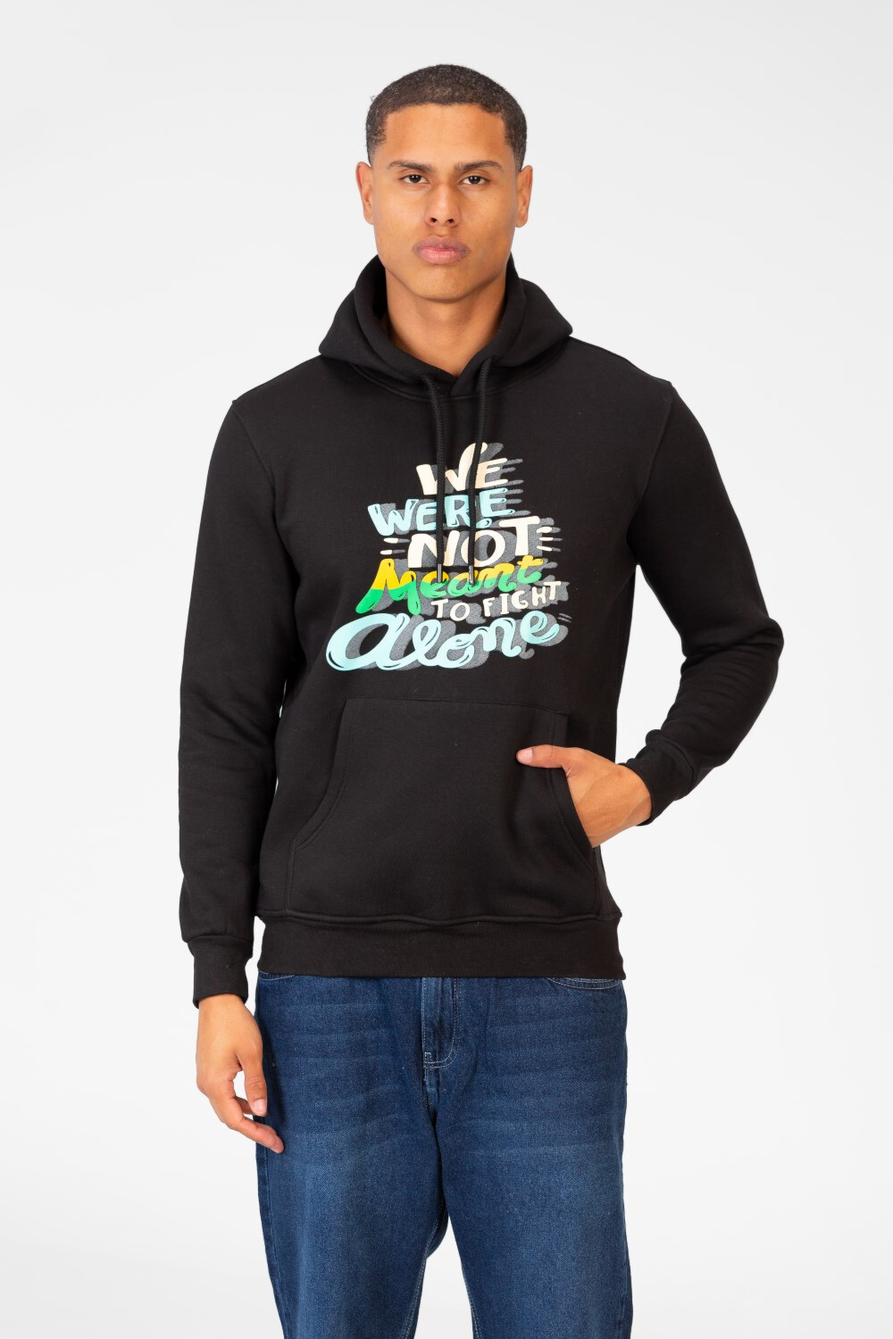 Men's Hoodie Sweatshirt With Front Print And Kangaroo Pocket