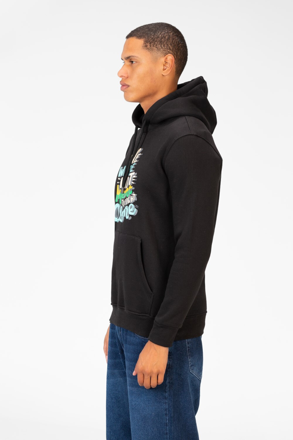 Men's Hoodie Sweatshirt With Front Print And Kangaroo Pocket