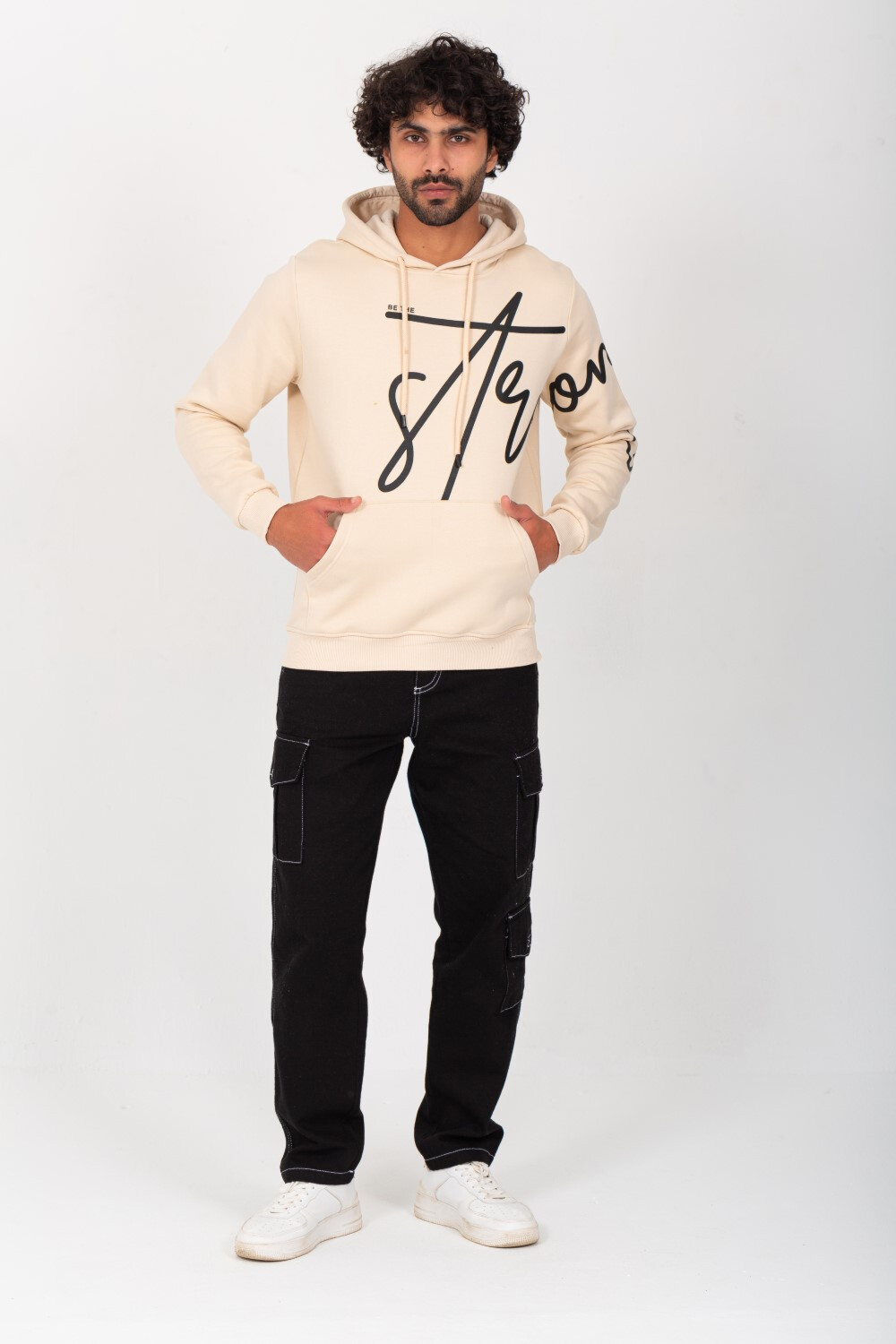 Men's Hooded Front Unique Print Hoodie Padded Sweatshirt