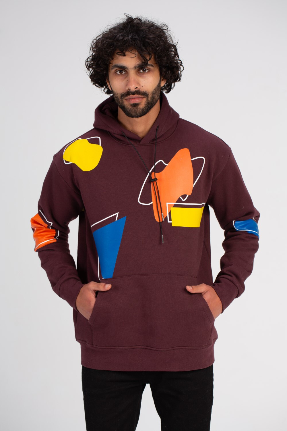 Men's Hoodie Padded Front Printed Hooded Sweatshirt