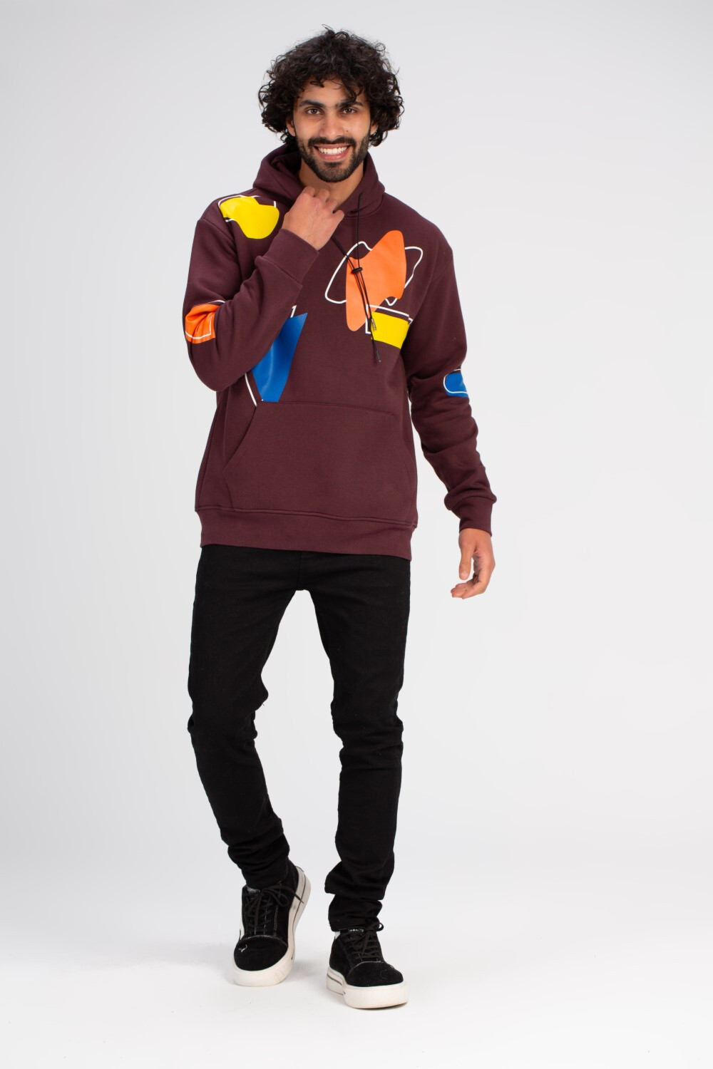 Men's Hoodie Padded Front Printed Hooded Sweatshirt