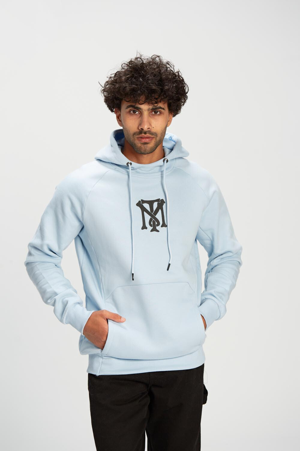 Men's Slim Fit Hooded Made Of Soft Melton Padded Front Printed Sweatshirt
