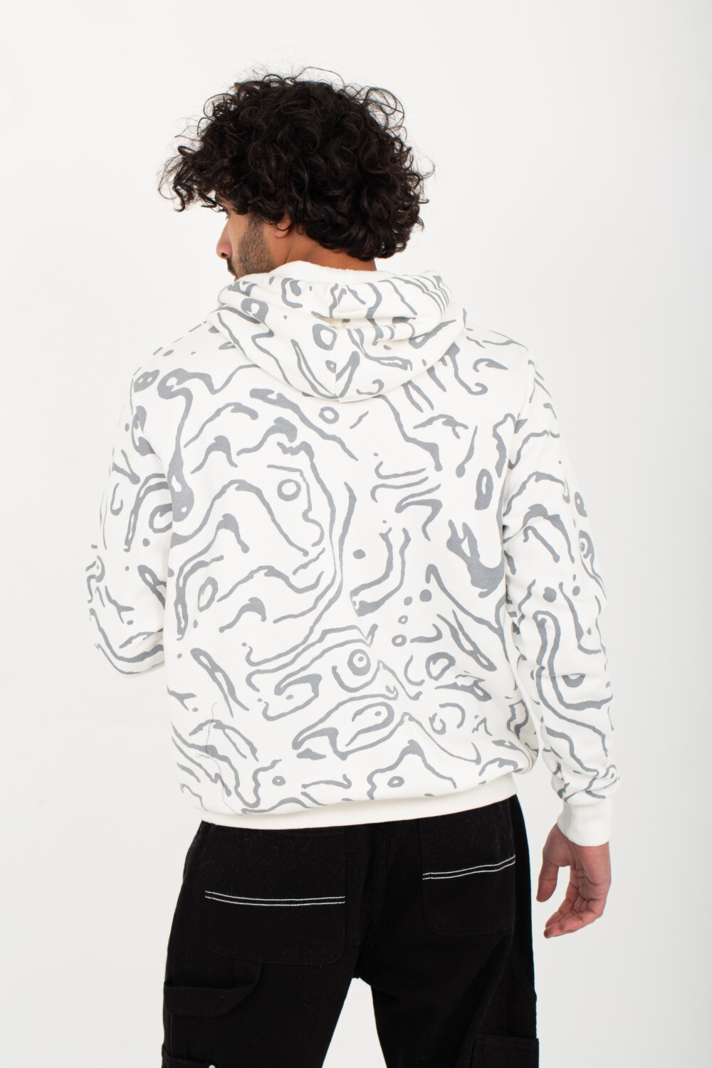 Unisex Padded Hooded Front Print & Full Pattern Hoodie Sweatshirt
