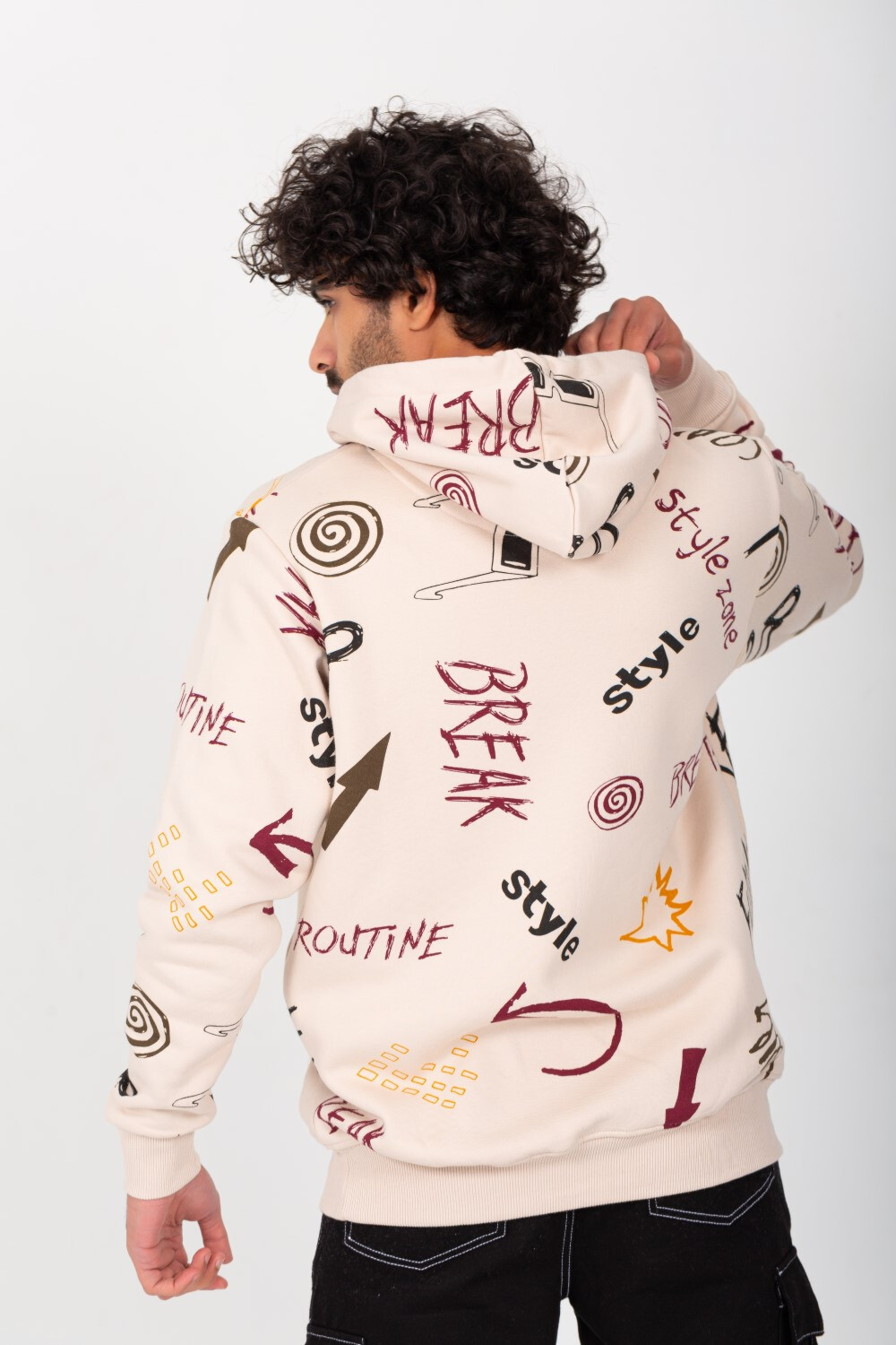 Men's Hoodie Padded With Unqiue Modern Pattern Hooded Sweatshirt